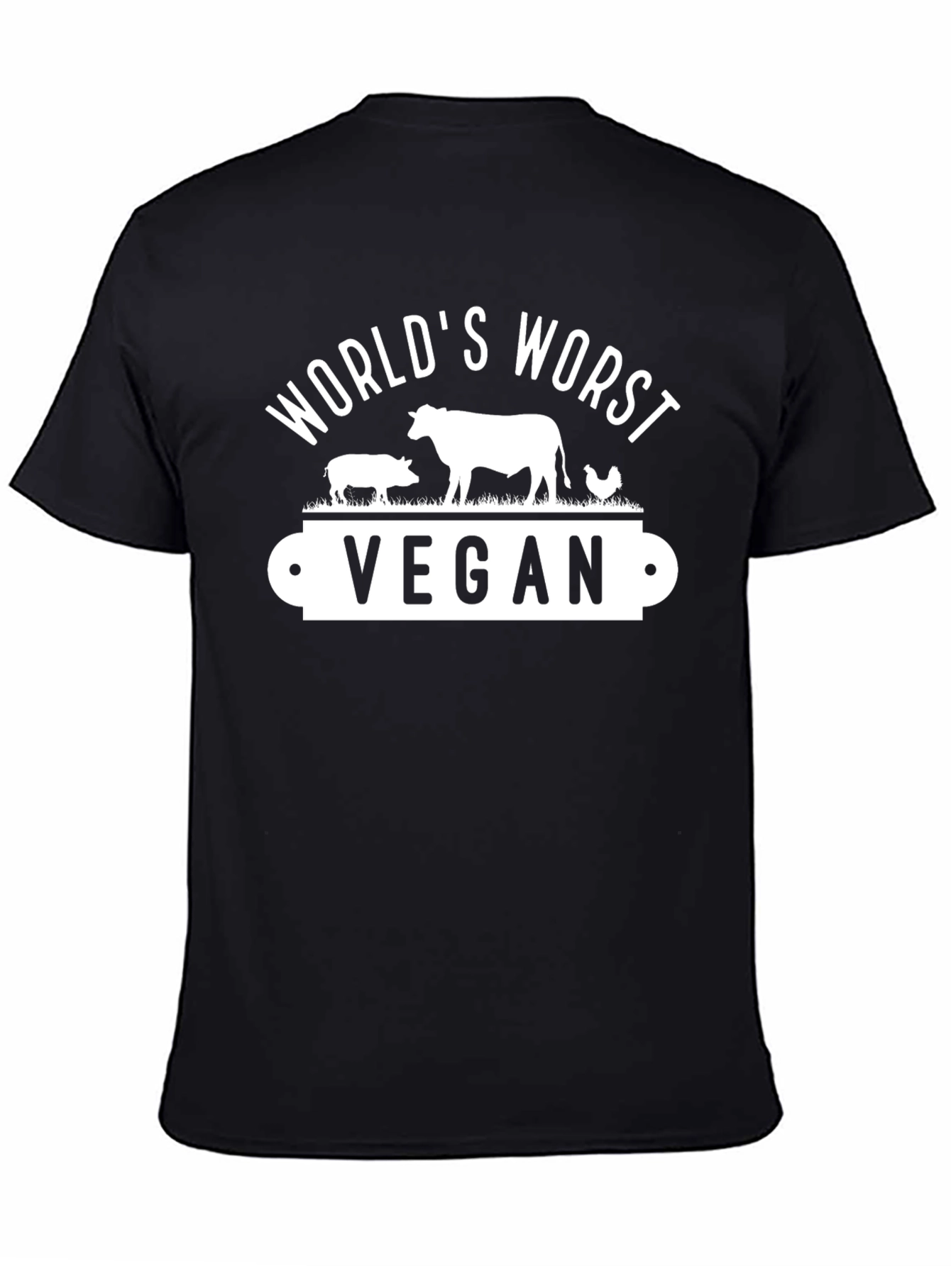 Black World's Worst Vegan Black T-Shirt view 4