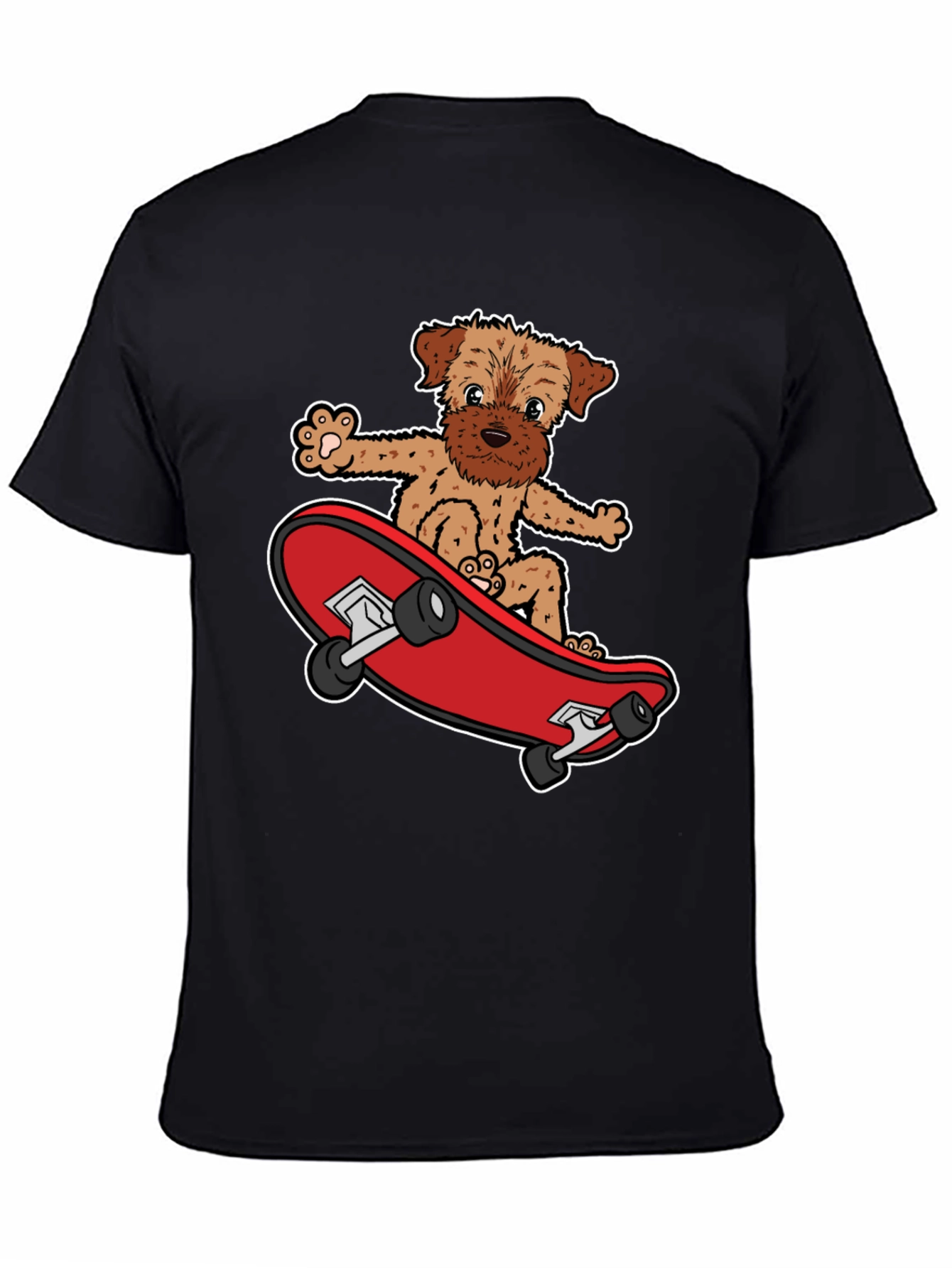 Black Dog Riding Skateboard Black Graphic T-Shirt view 4
