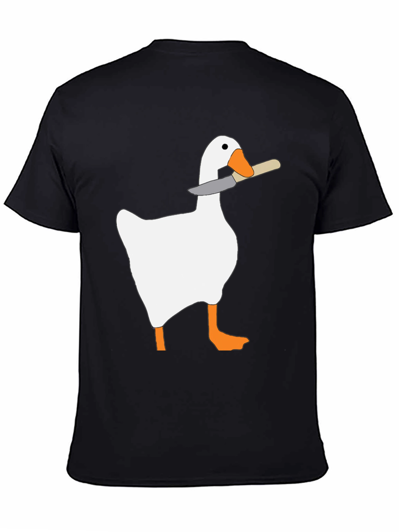 Black Goose With Knife T-Shirt - Funny Graphic Tee view 4