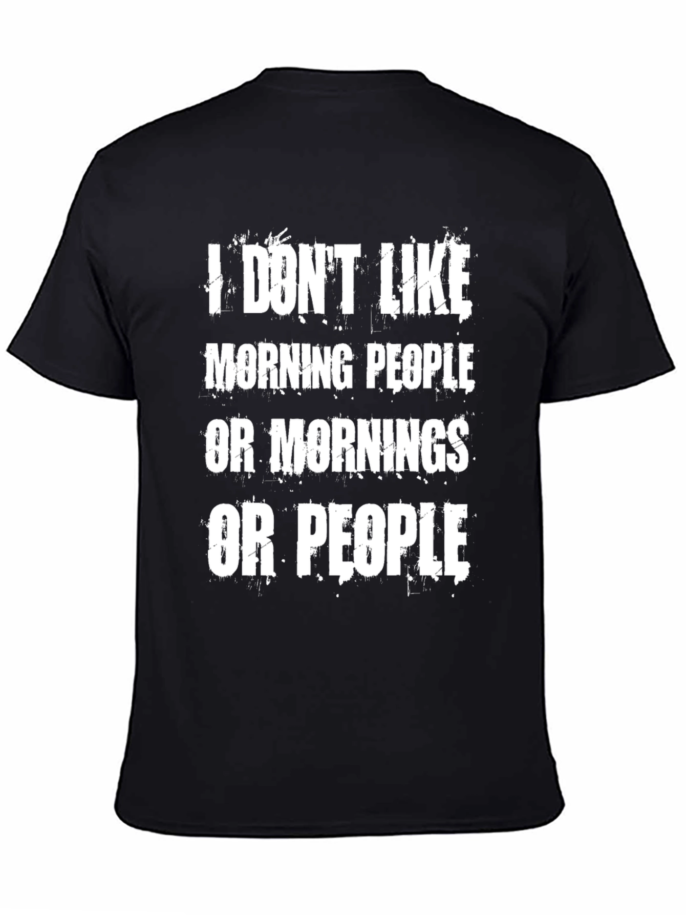 Black Humorous "I Don't Like Morning People" Graphic Tee view 4