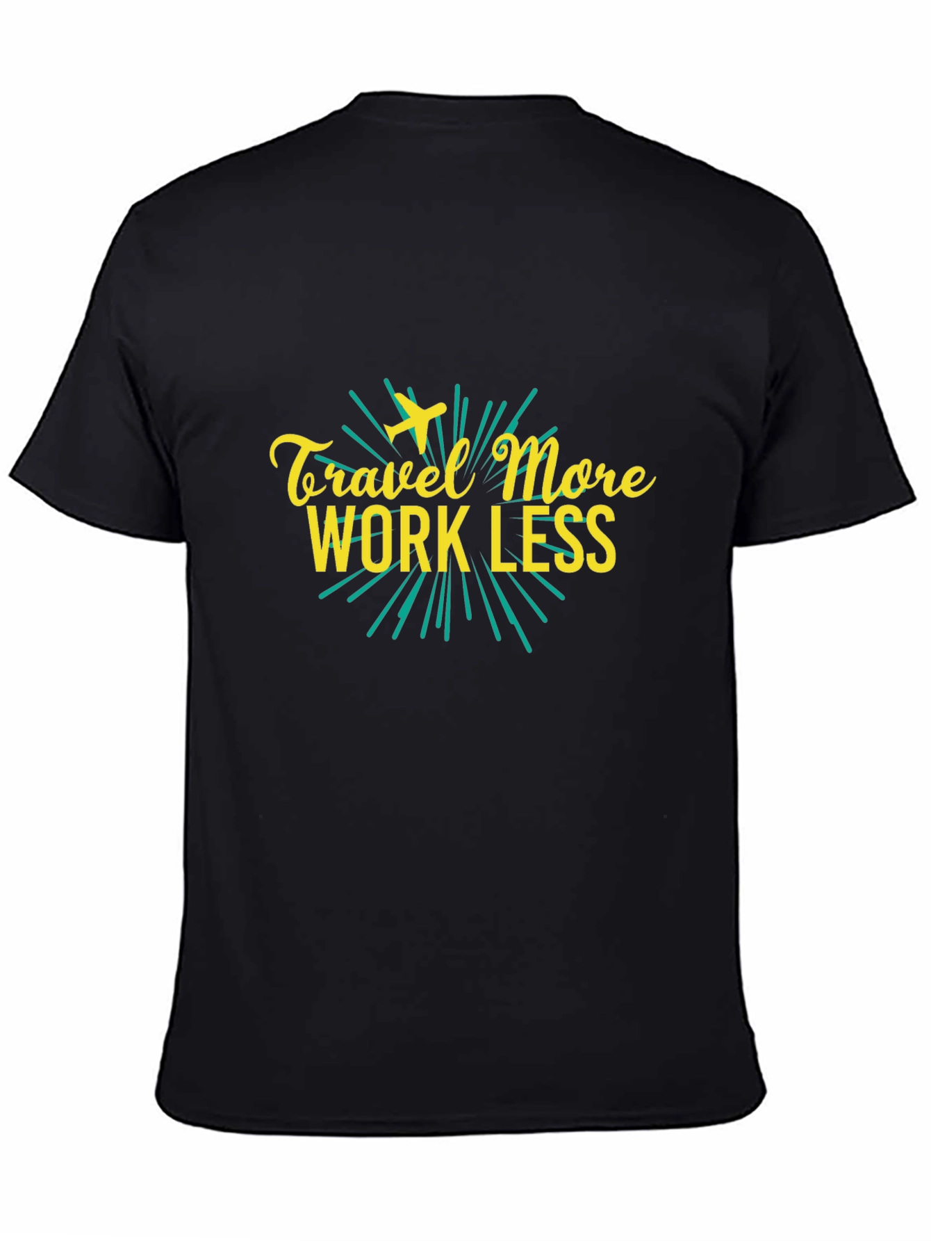 Black Travel More Work Less Graphic Tee view 4