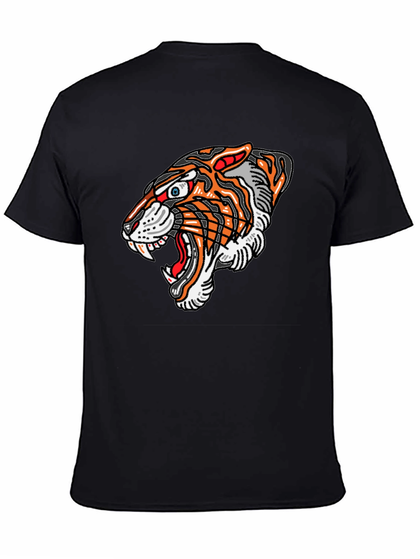 Black Tiger Graphic Print Men's Black T-Shirt view 4
