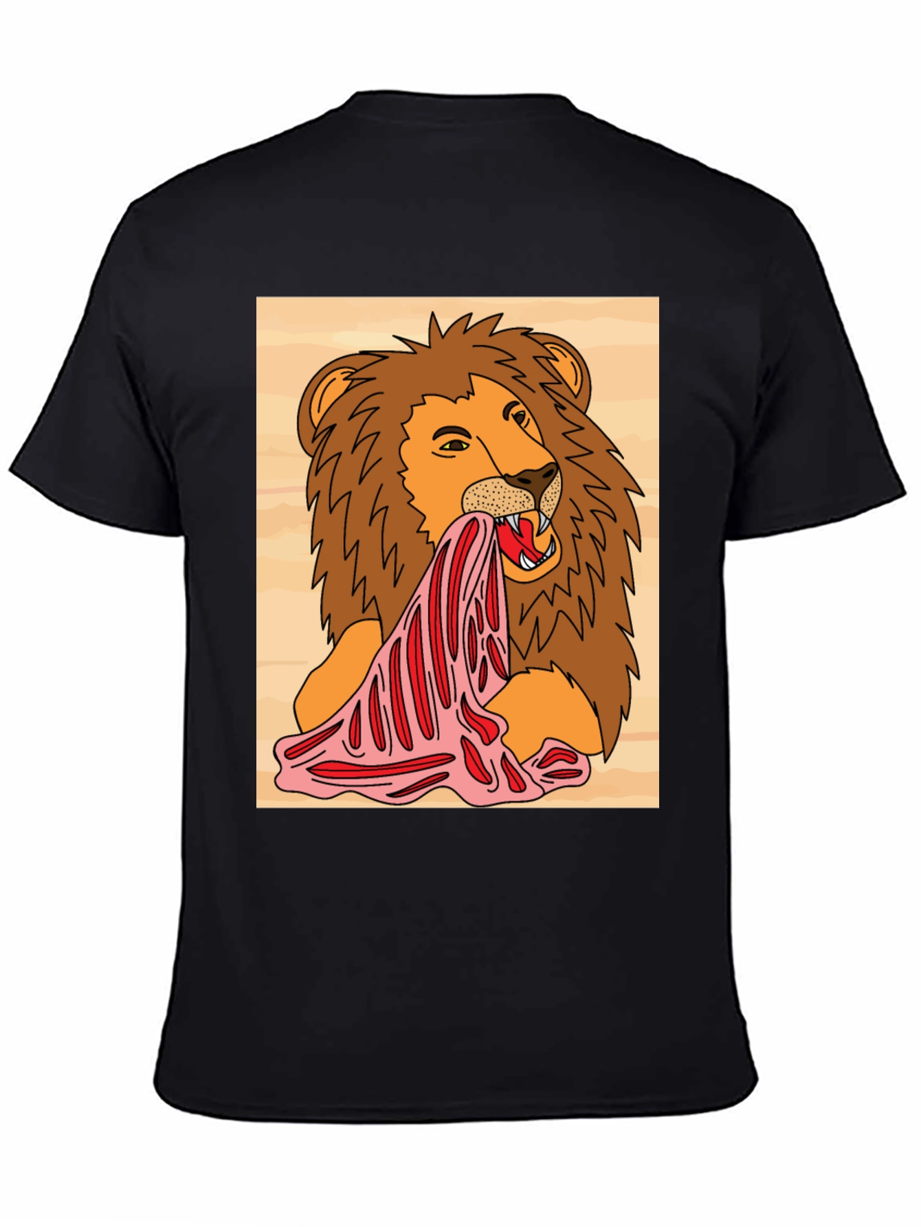 Black Lion Eating Meat Graphic Tee - Black view 4
