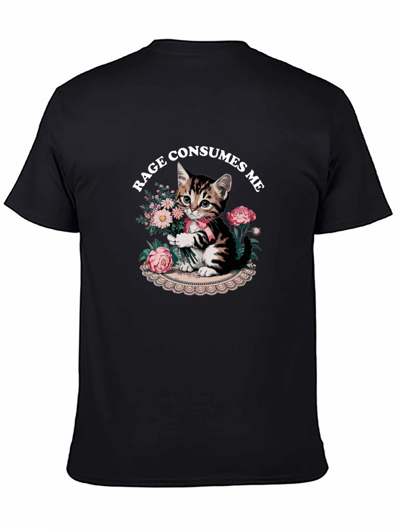 Black Rage Consumes Me Kitten Graphic T-Shirt view 4
