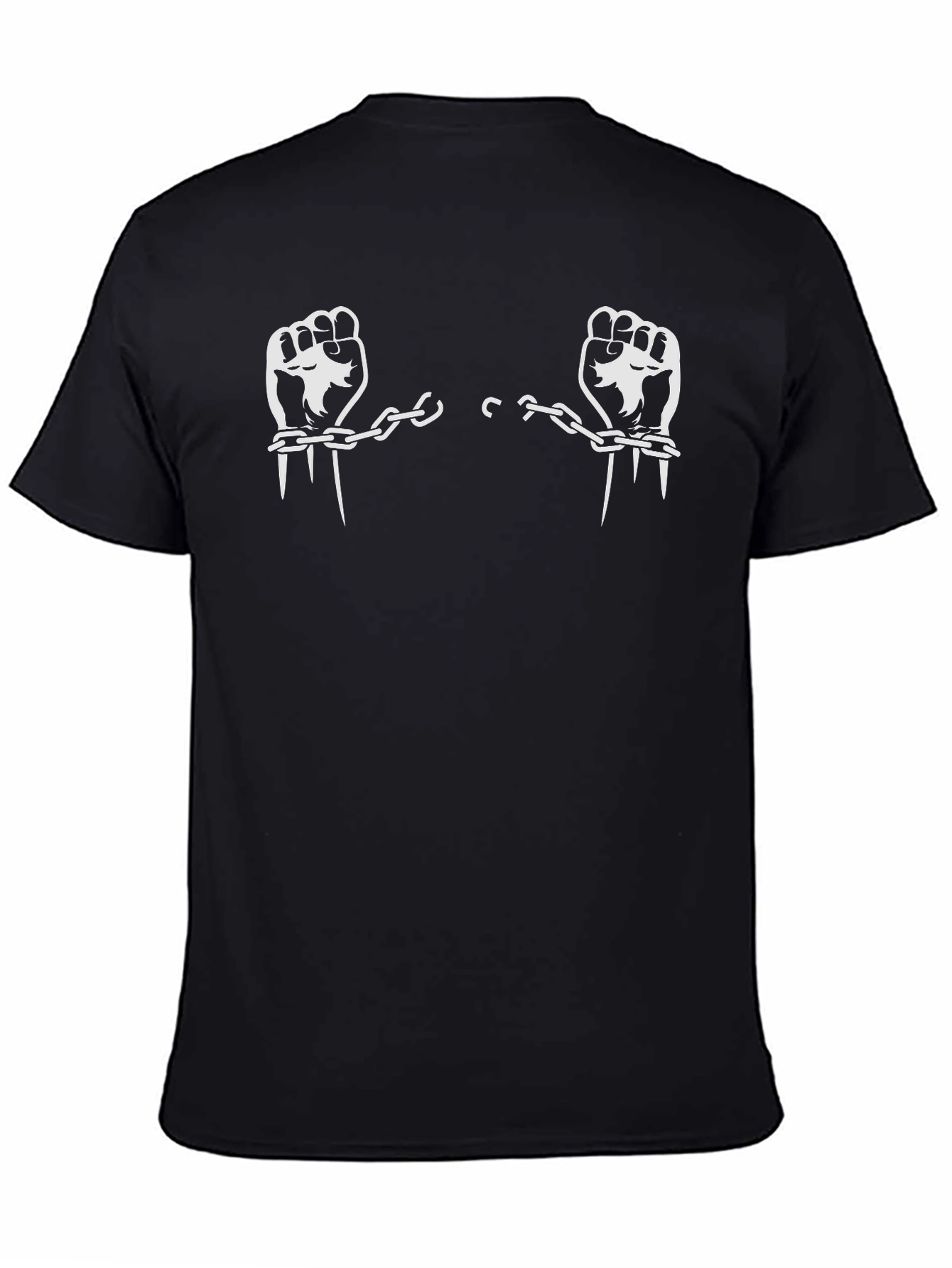 Black Breaking Chains Graphic T-Shirt - Freedom Design view 4