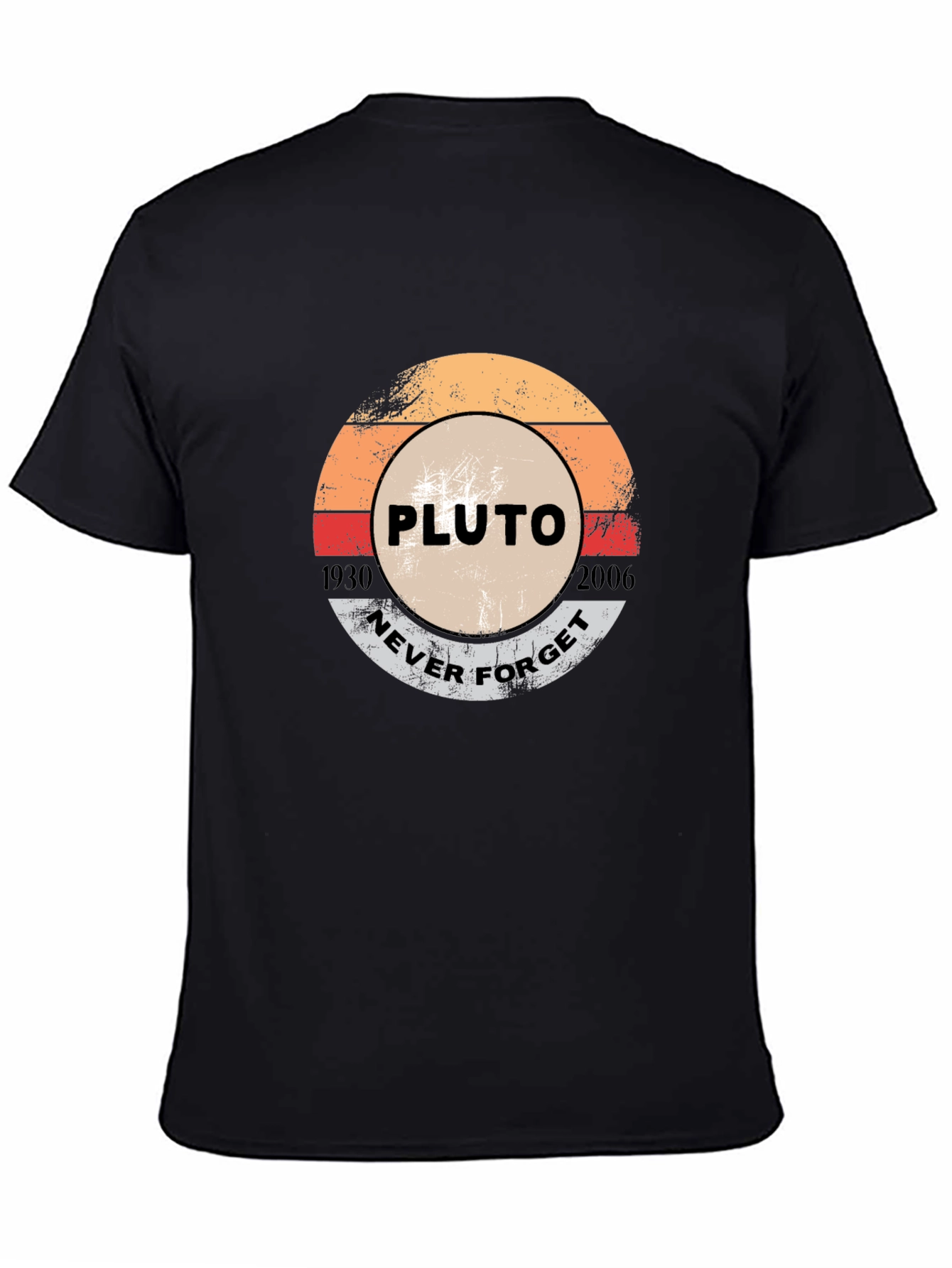Black Pluto Never Forget Graphic T-Shirt view 4