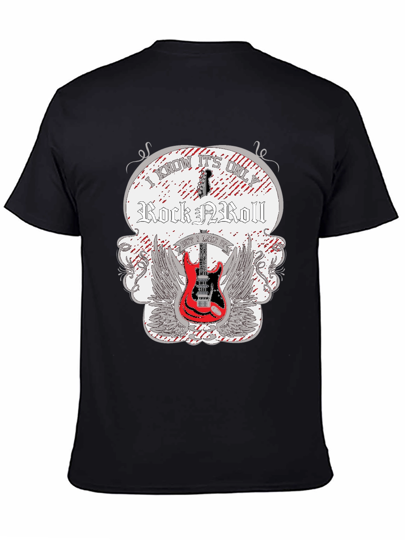 Black Rock and Roll Guitar T-Shirt view 4