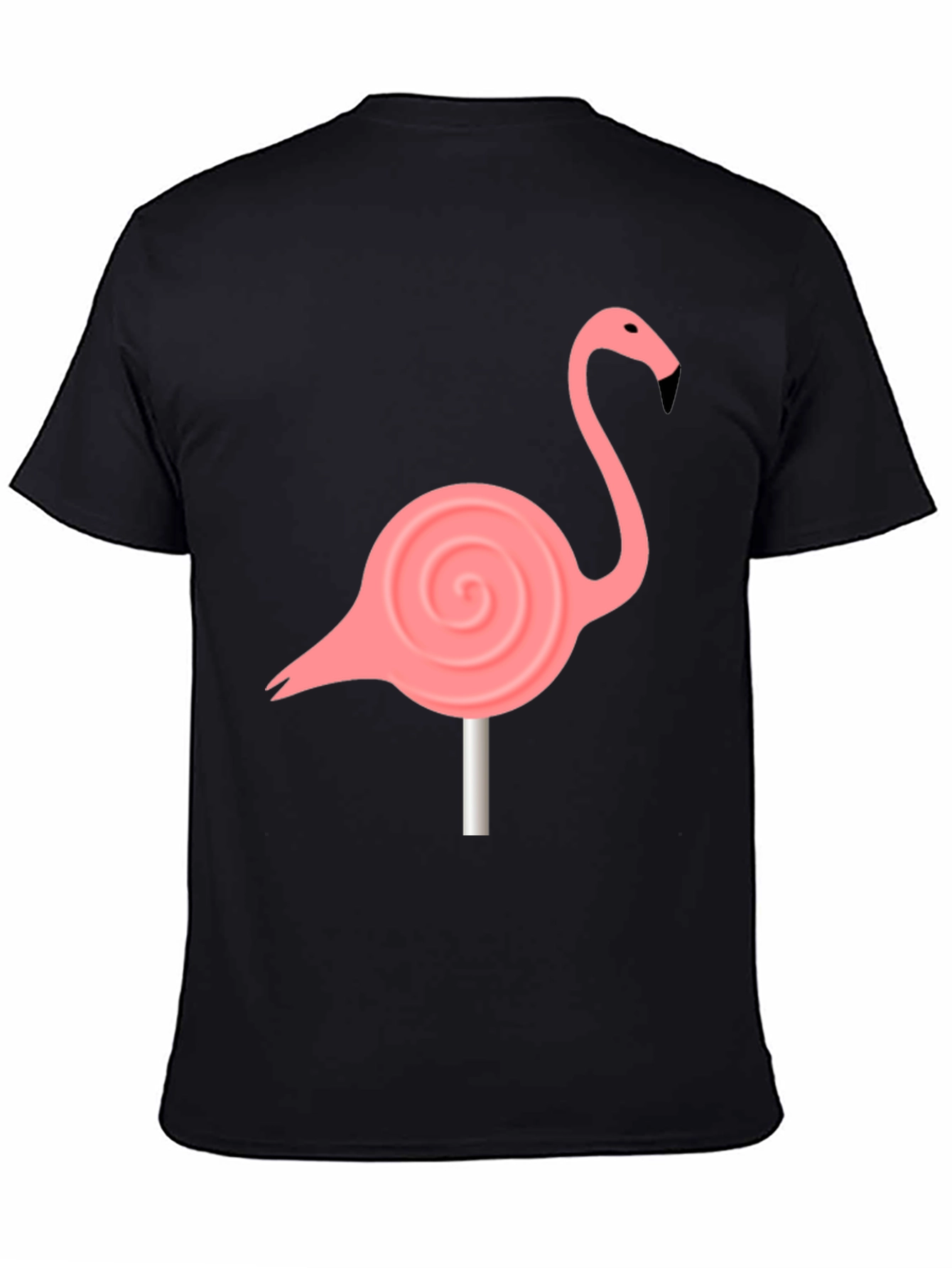 Black Flamingo Lollipop Graphic Tee - Black Cotton Blend view 4