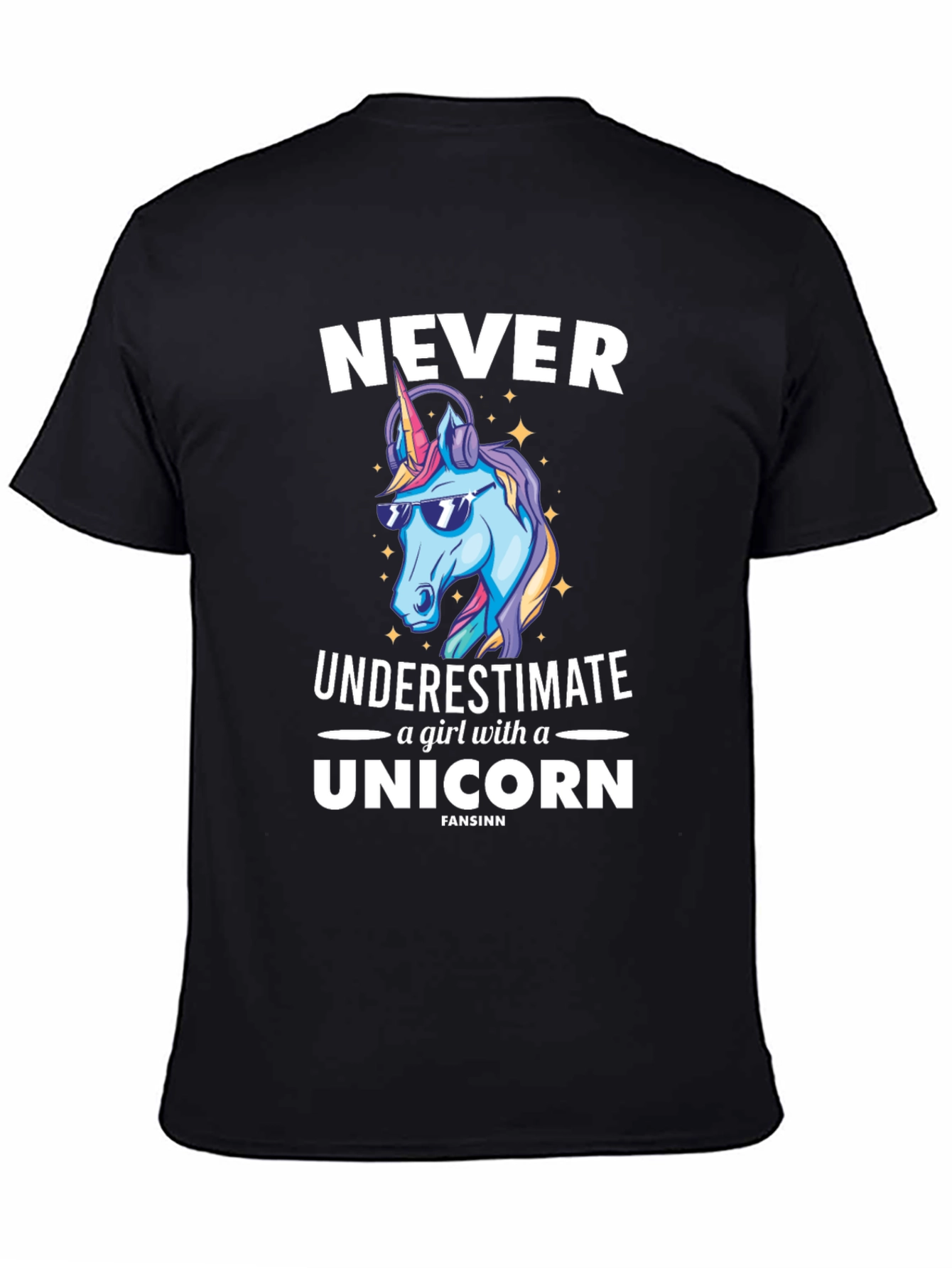 Black Never Underestimate Unicorn T-Shirt view 4