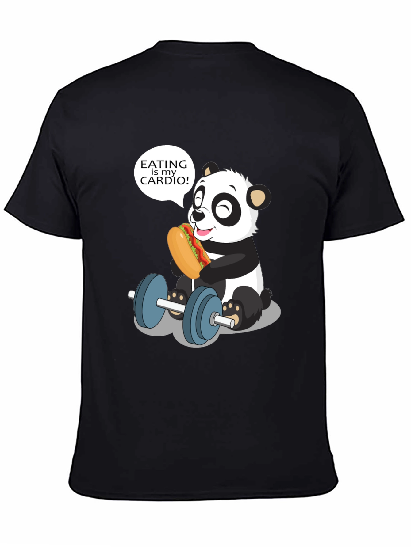Black Funny Panda Eating is My Cardio T-Shirt view 4