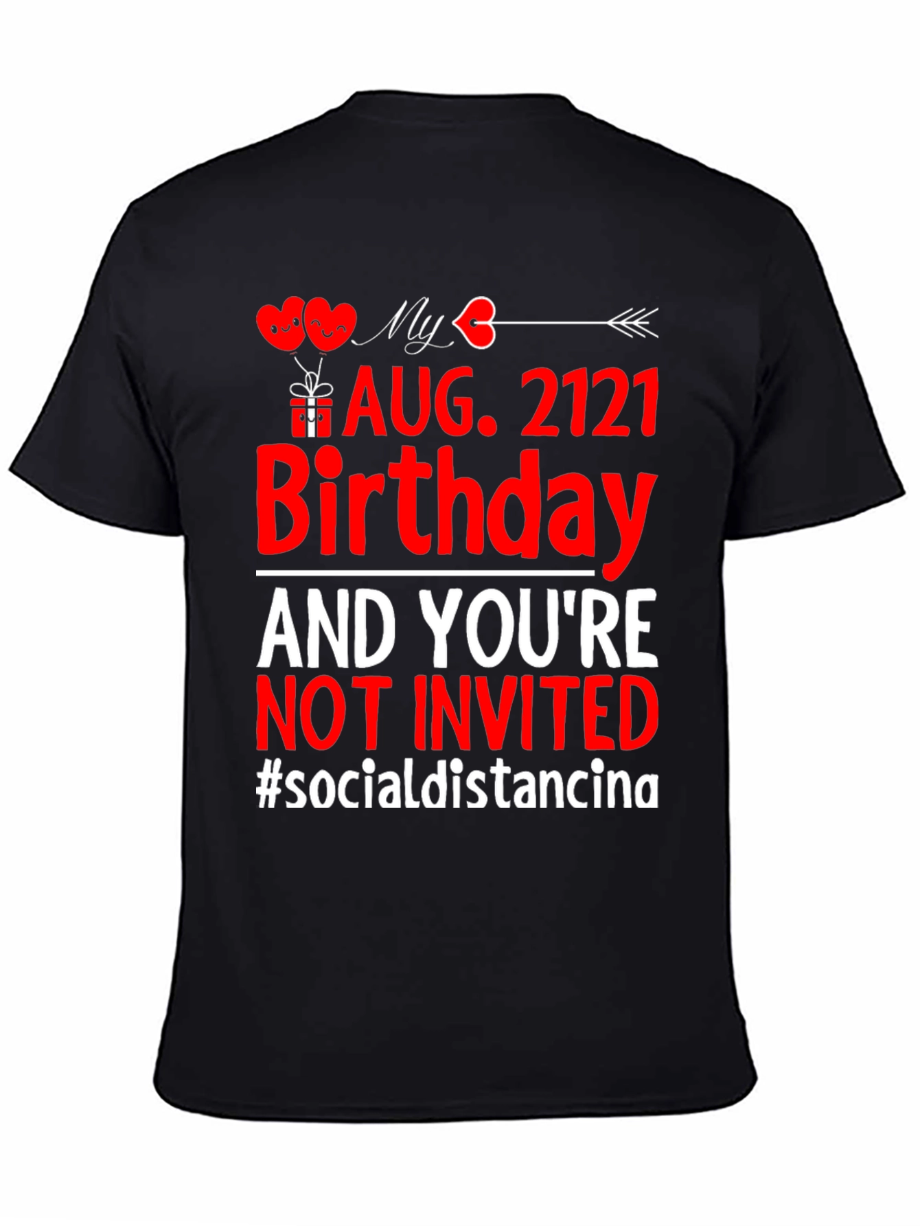 Black Funny Birthday Social Distancing T-Shirt view 4