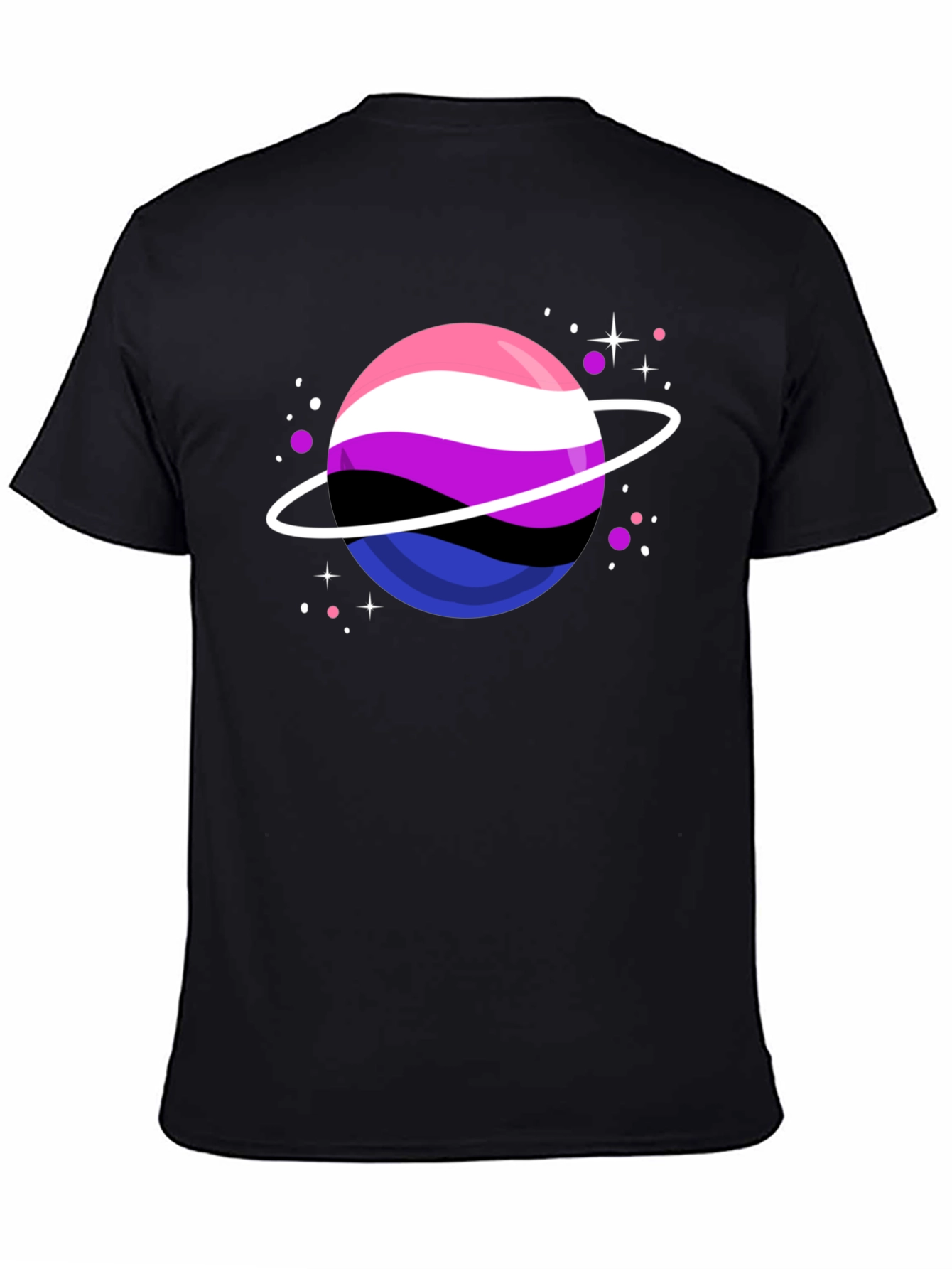 Black Genderqueer Pride Planet T-Shirt view 4