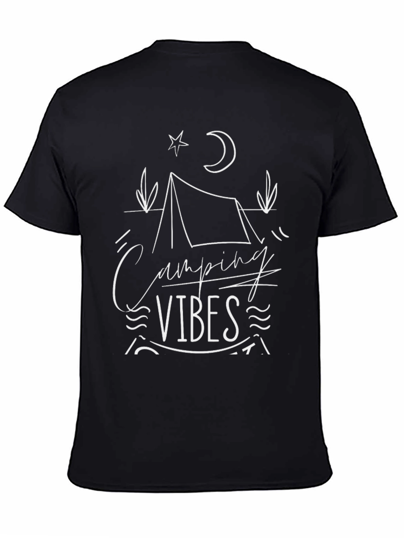 Black Camping Vibes Graphic Tee - Black Crew Neck T-Shirt view 4