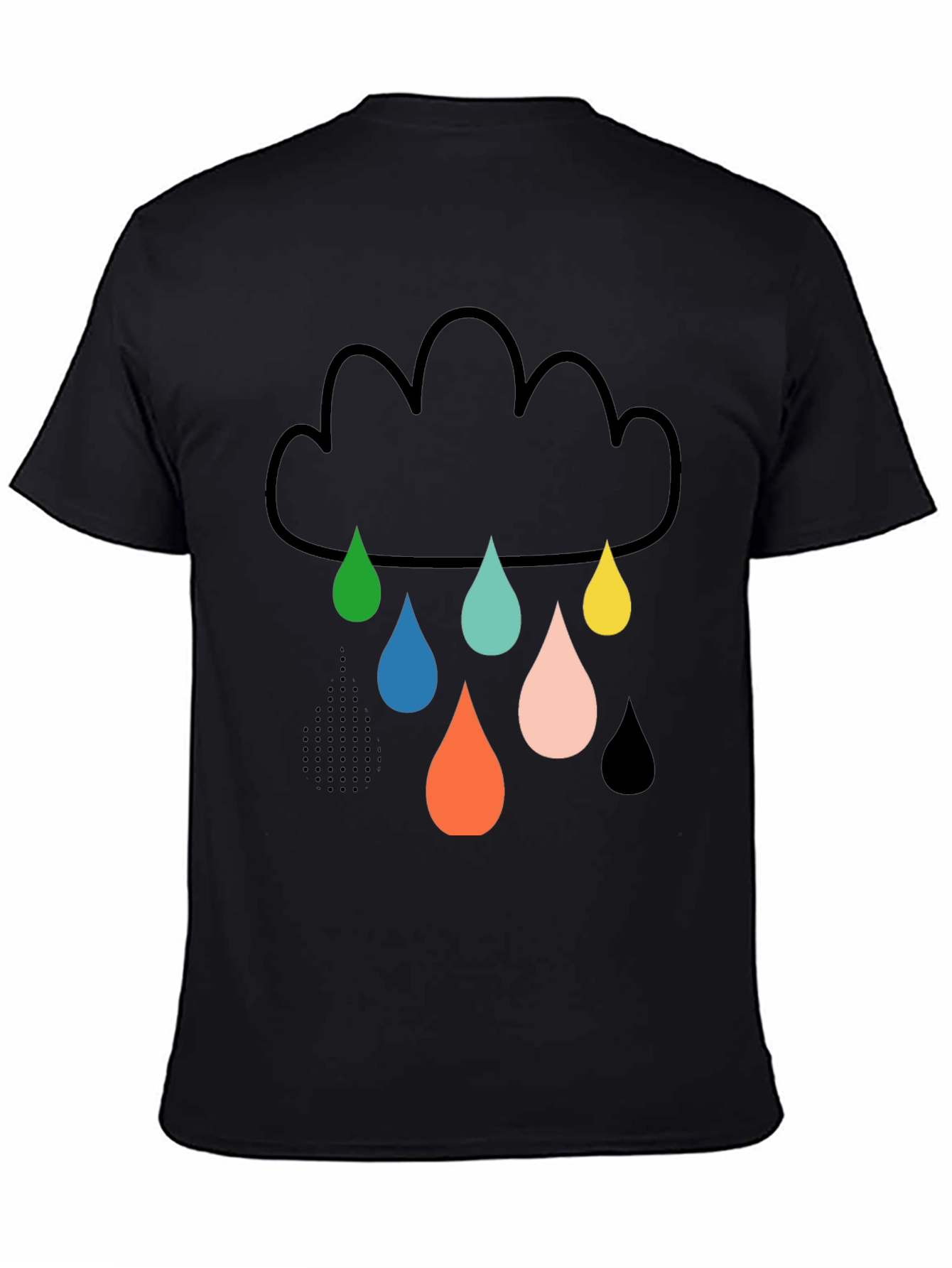 Black Fun Cloud Raindrop Graphic Tee - Soft Cotton T-Shirt view 4