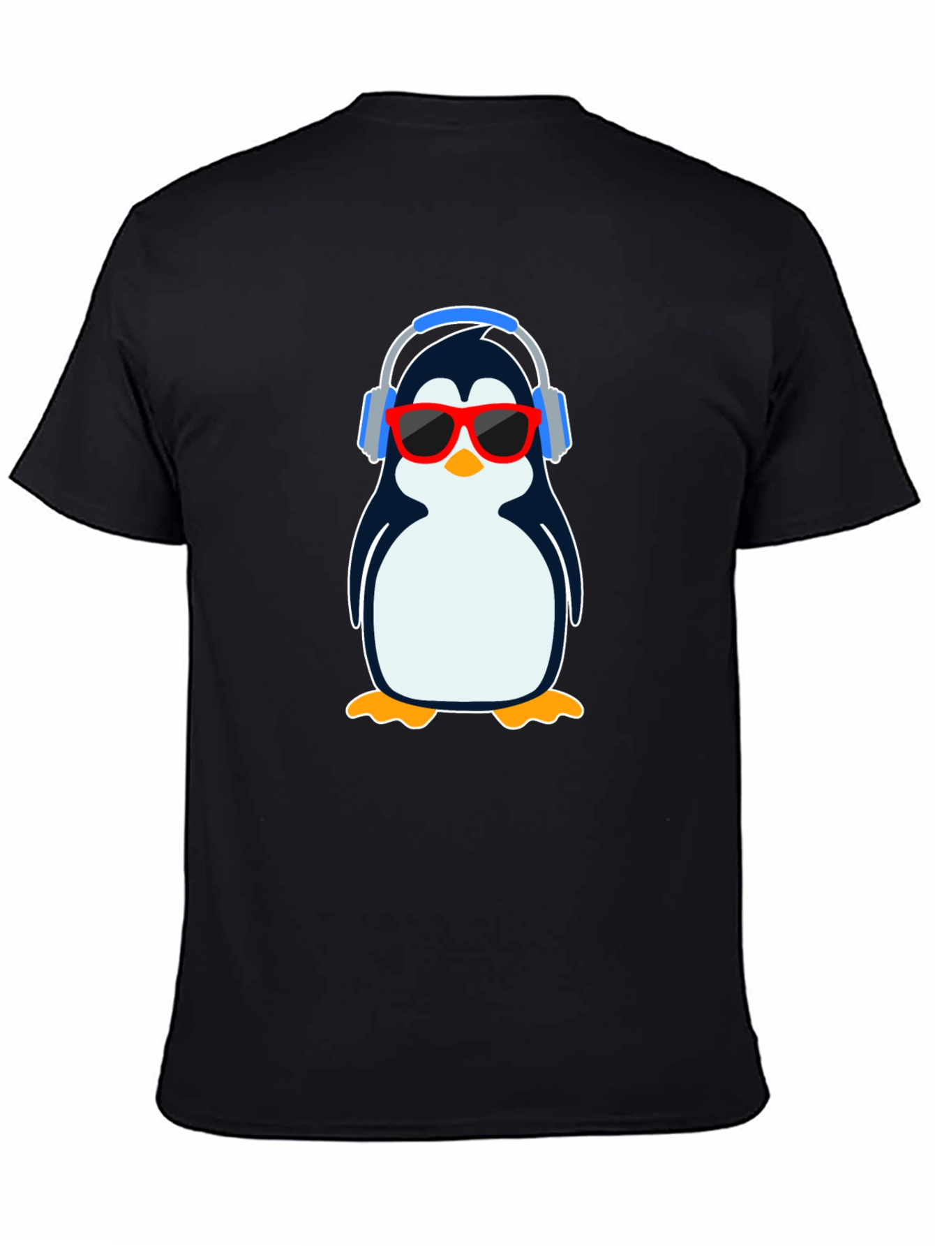 Black Cool Penguin Graphic T-Shirt - Black view 4