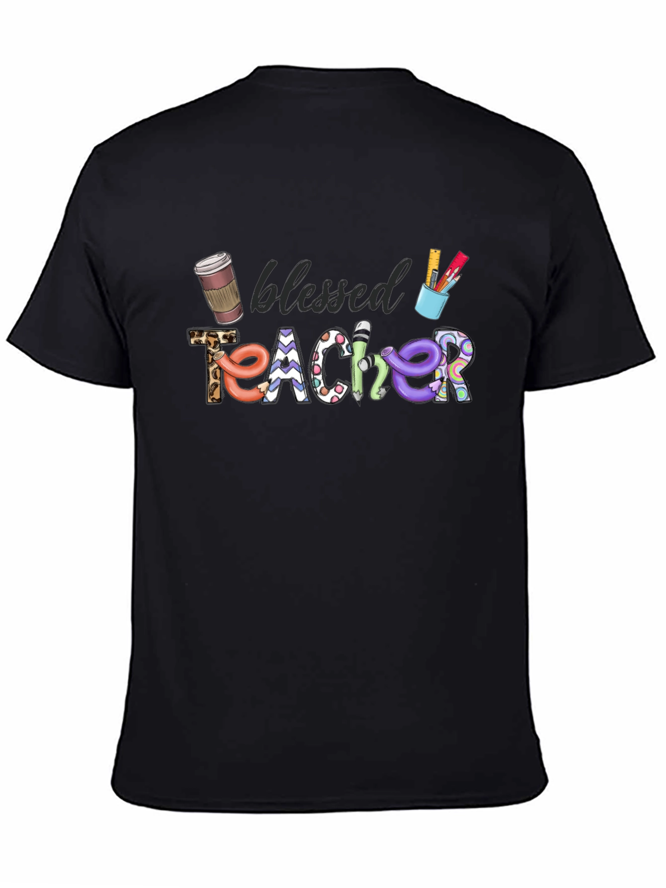 Black Blessed Teacher Graphic T-Shirt view 4