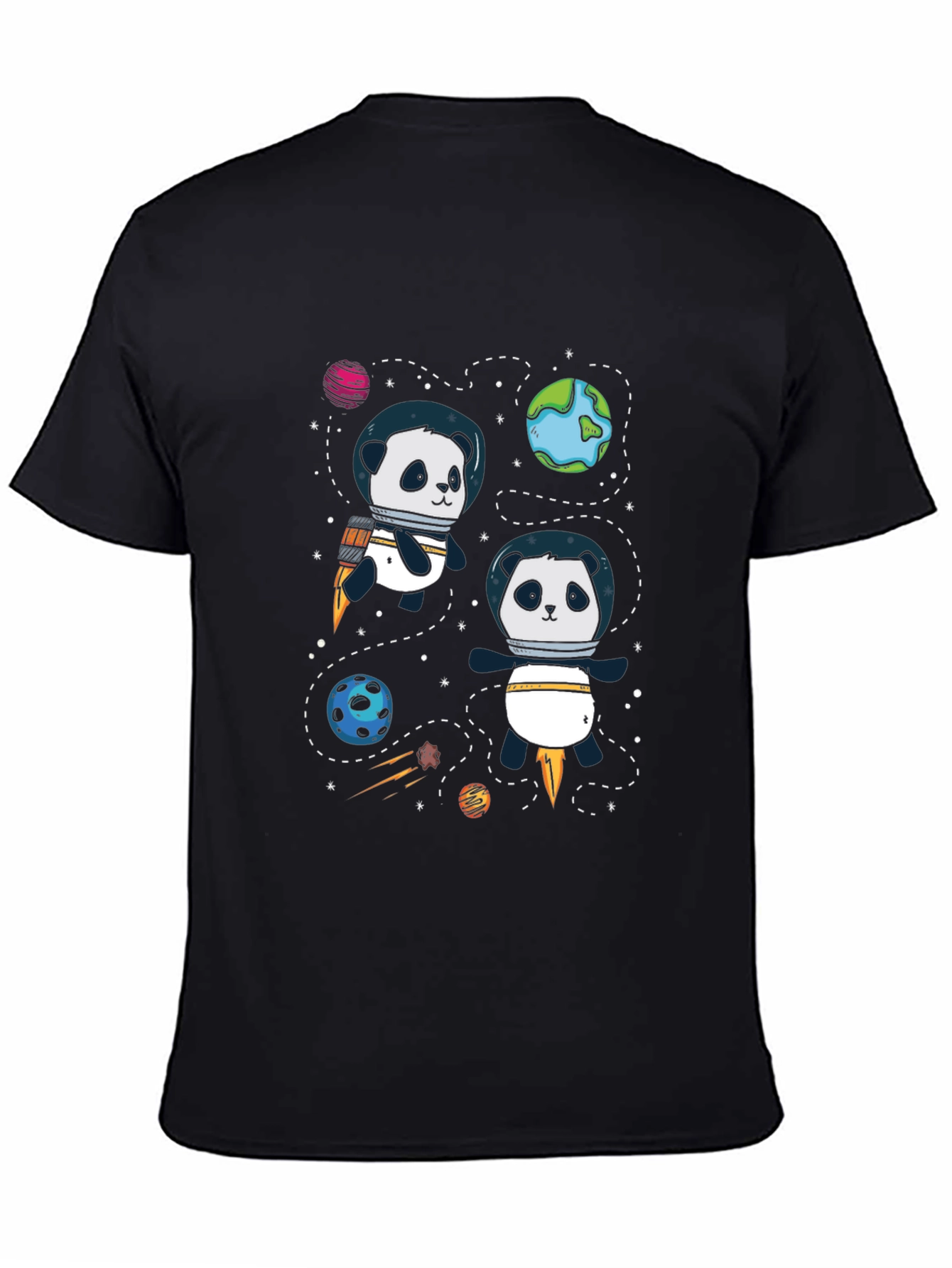 Black Space Panda T-Shirt - Cute Cartoon Graphic Tee view 4