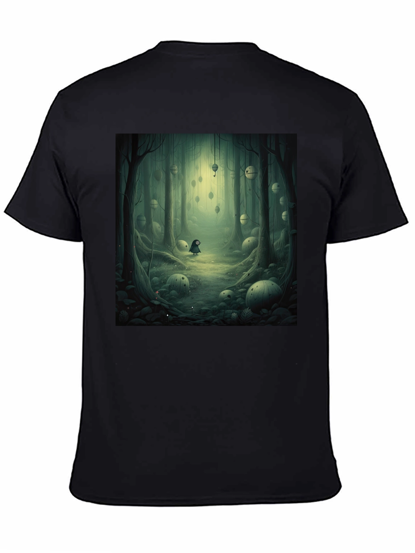 Black Eerie Forest Graphic Tee - Unique Design T-Shirt view 4