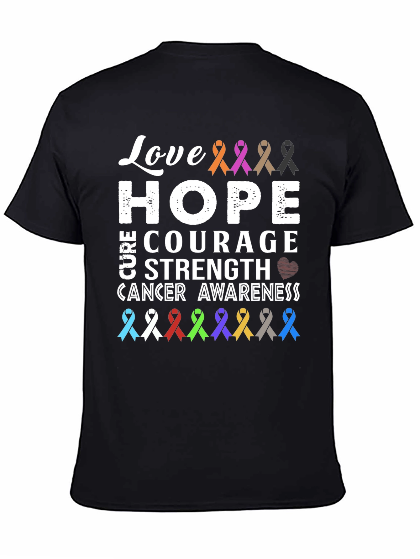 Black Love, Hope, Cure Cancer Awareness T-Shirt view 4