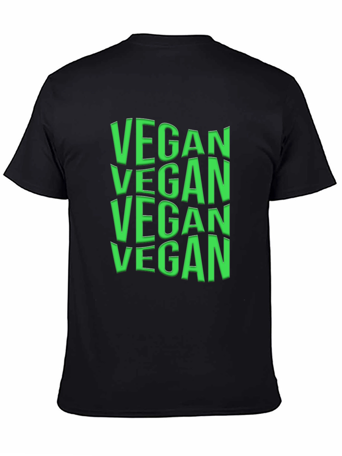 Black Vegan Text Graphic Crew Neck T-Shirt view 4