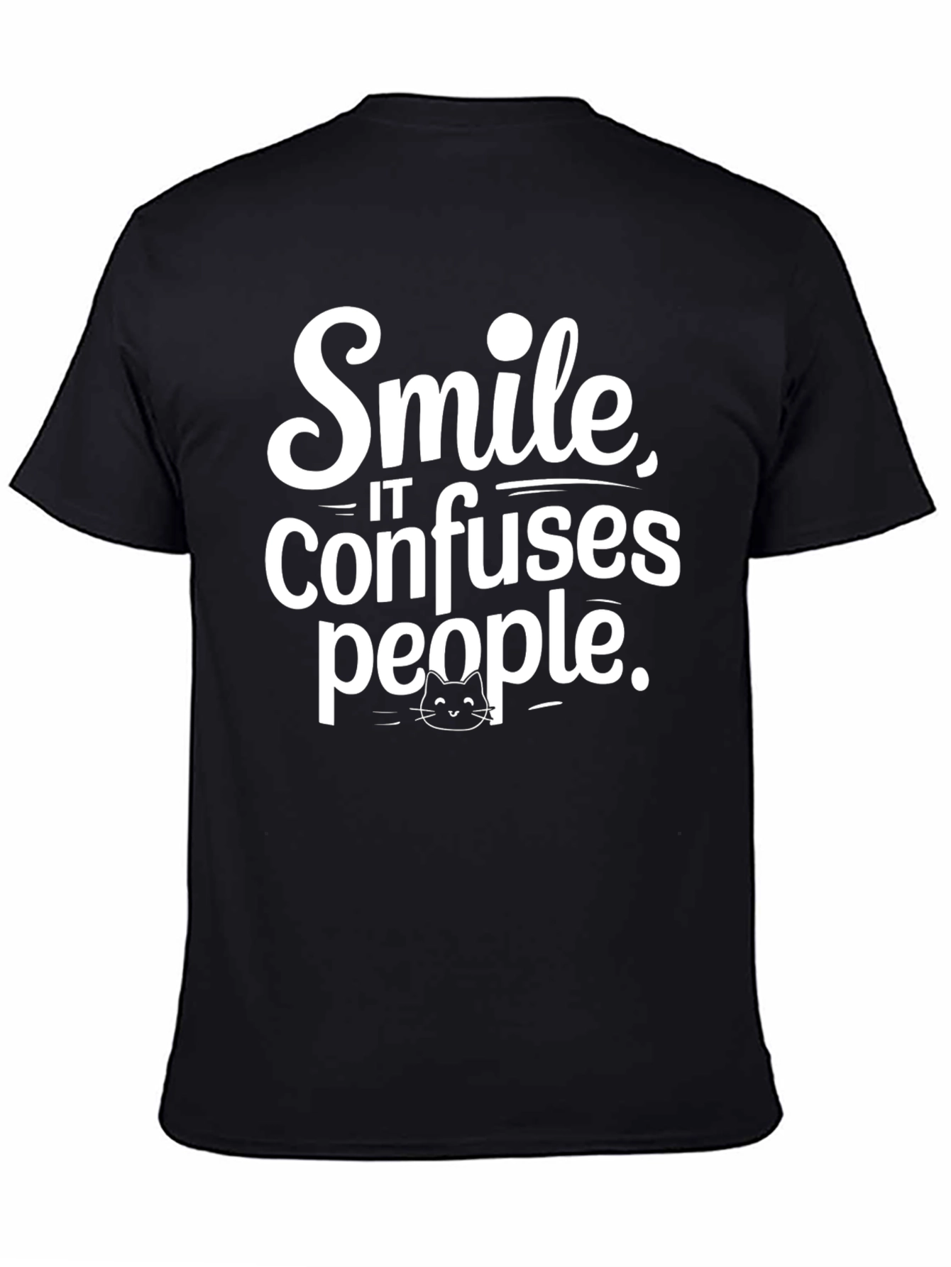 Black Smile Confuses People Black Cotton T-Shirt view 4