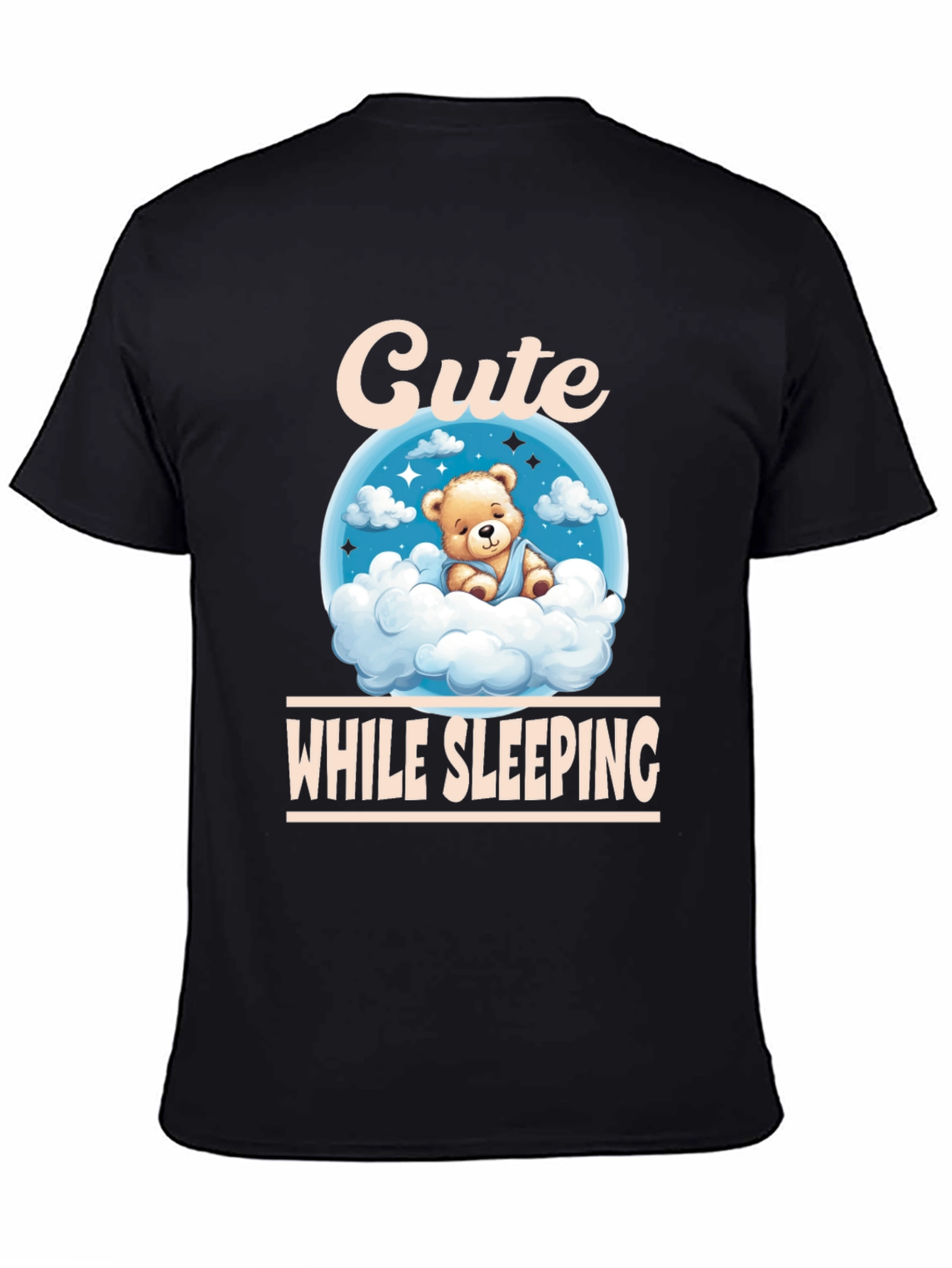 Black Cute While Sleeping Black T-Shirt view 4