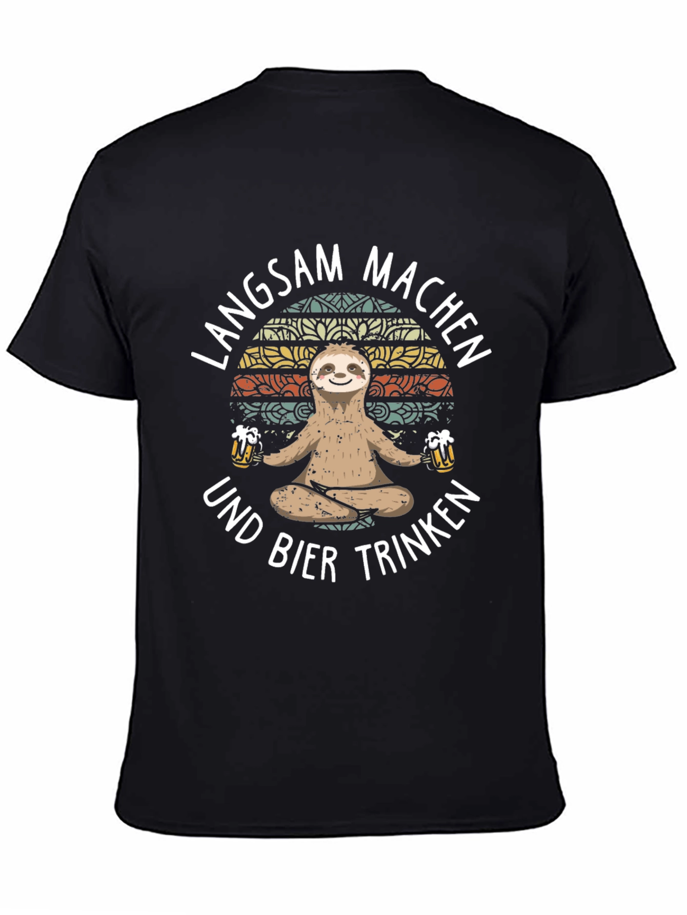 Black Langsam Machen Und Bier Trinken Sloth T-Shirt view 4