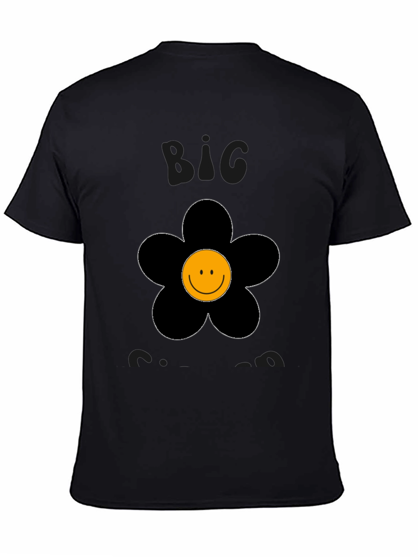 Black Big Smiles Smiley Face Flower Graphic T-Shirt view 4