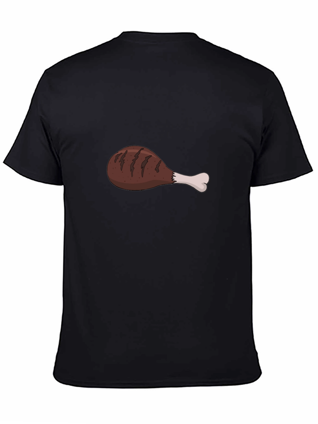 Black Funny Chicken Leg Graphic Black T-Shirt view 4