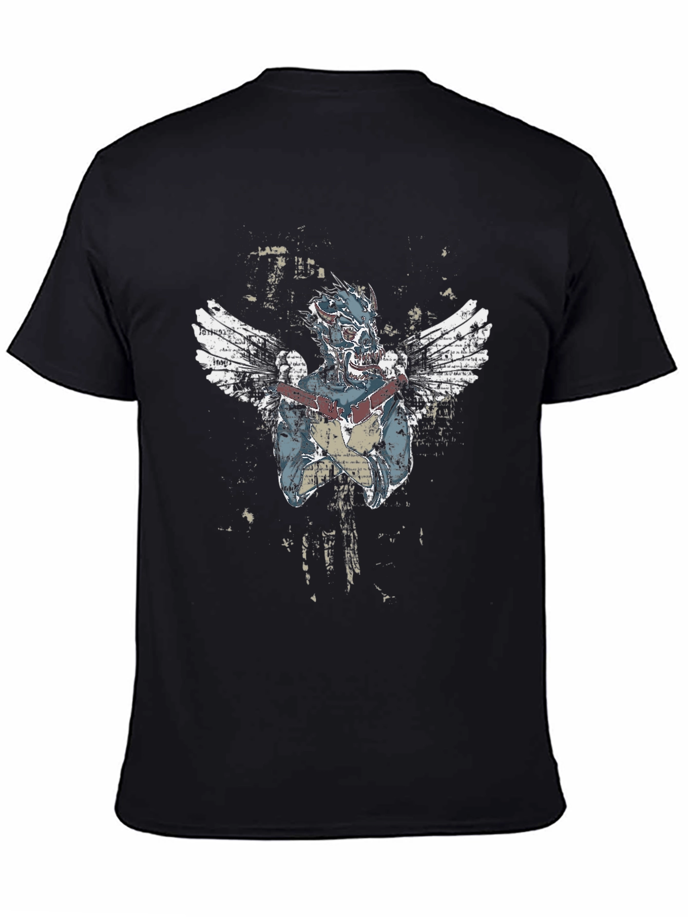 Black Winged Graphic Black T-Shirt view 4