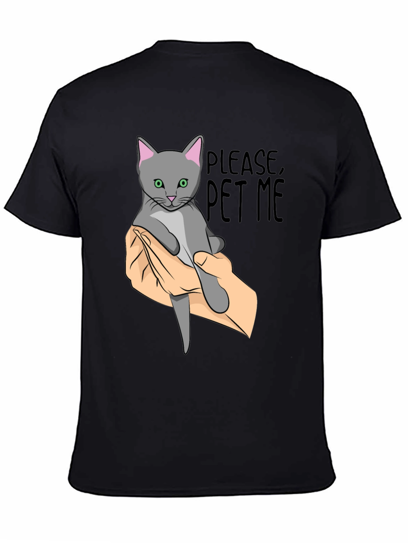 Black Please Pet Me Cat Graphic T-Shirt view 4