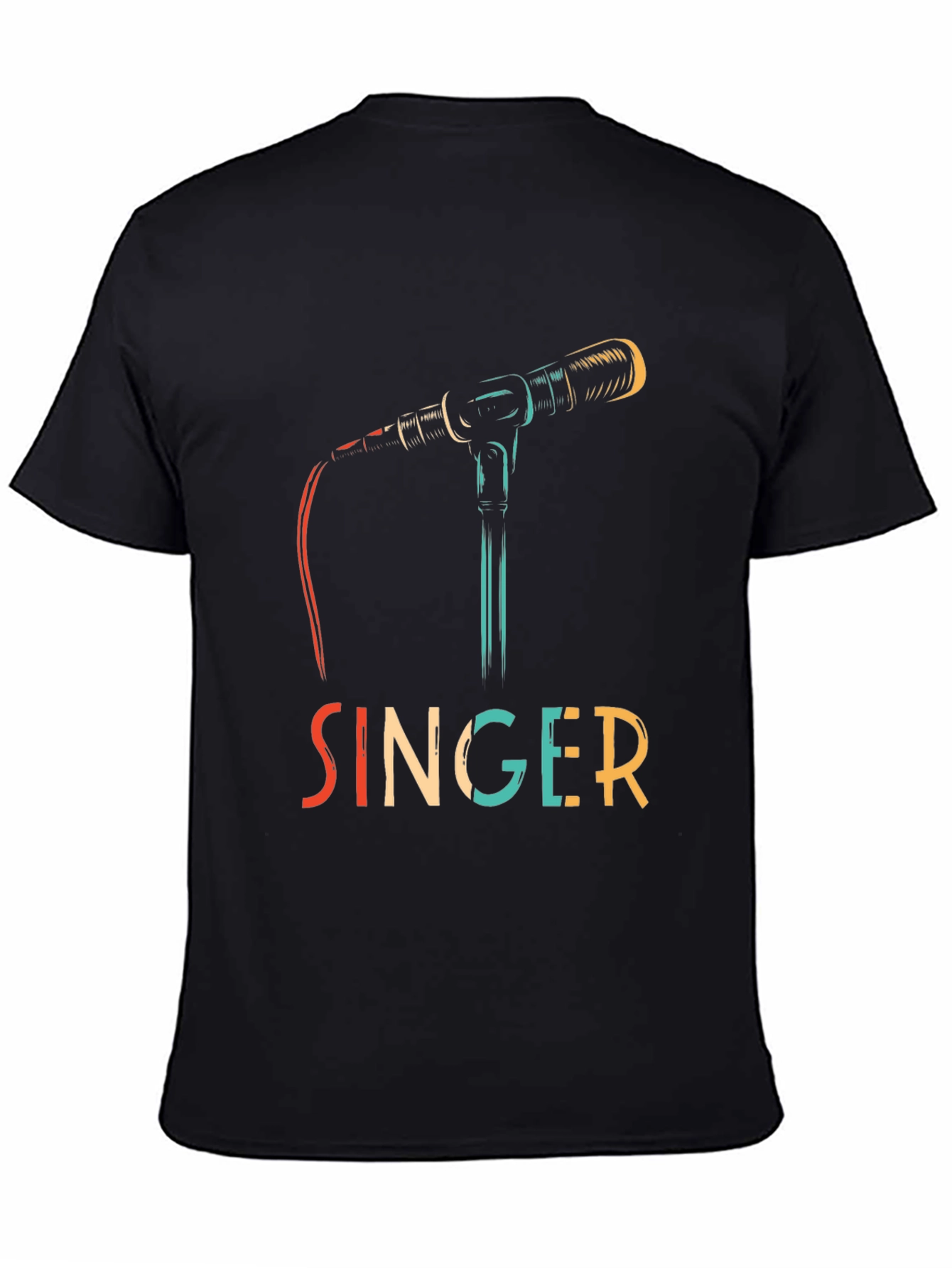 Black Singer Microphone Graphic Tee view 4