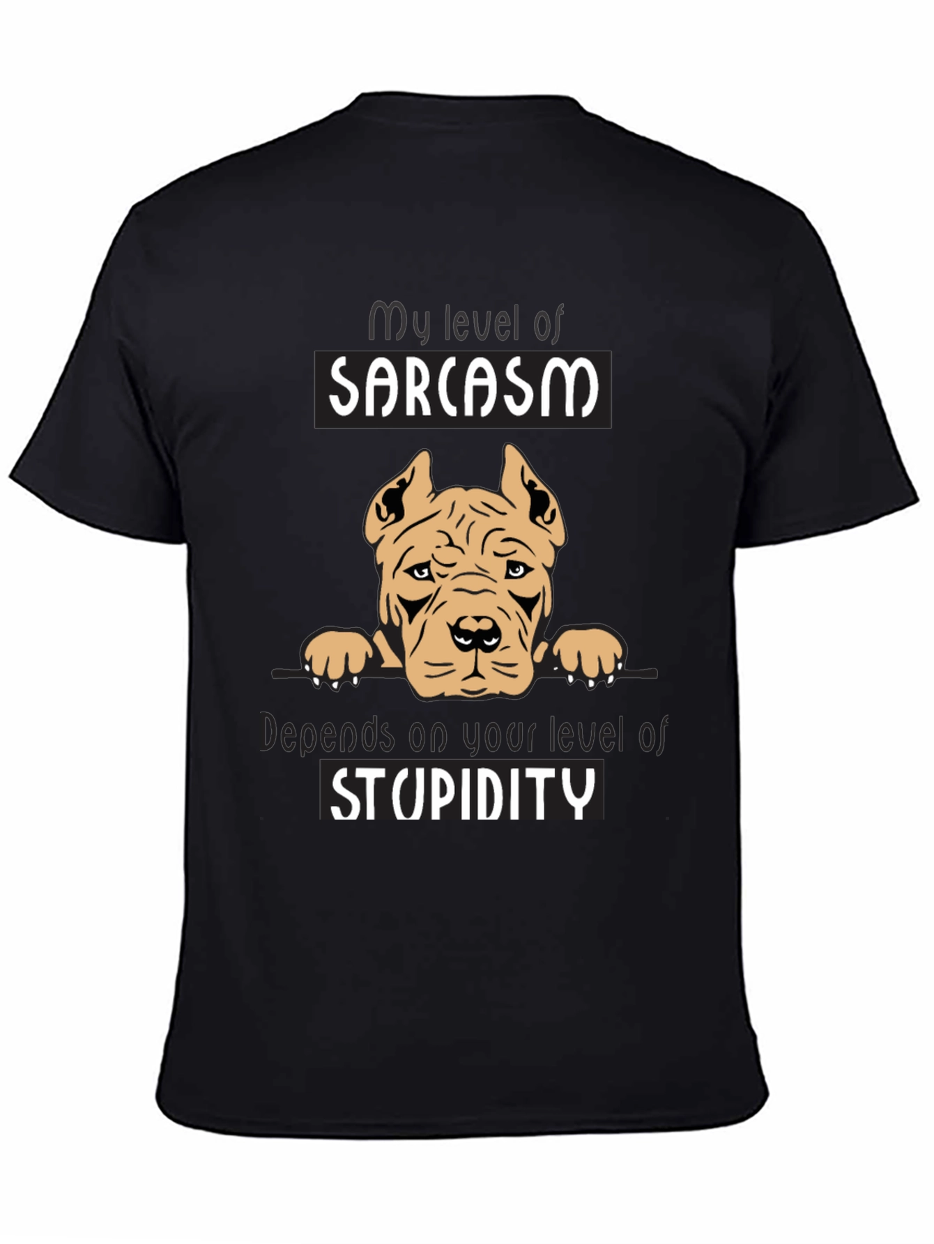 Black Sarcastic Dog Graphic Tee - Men's Black T-Shirt view 4