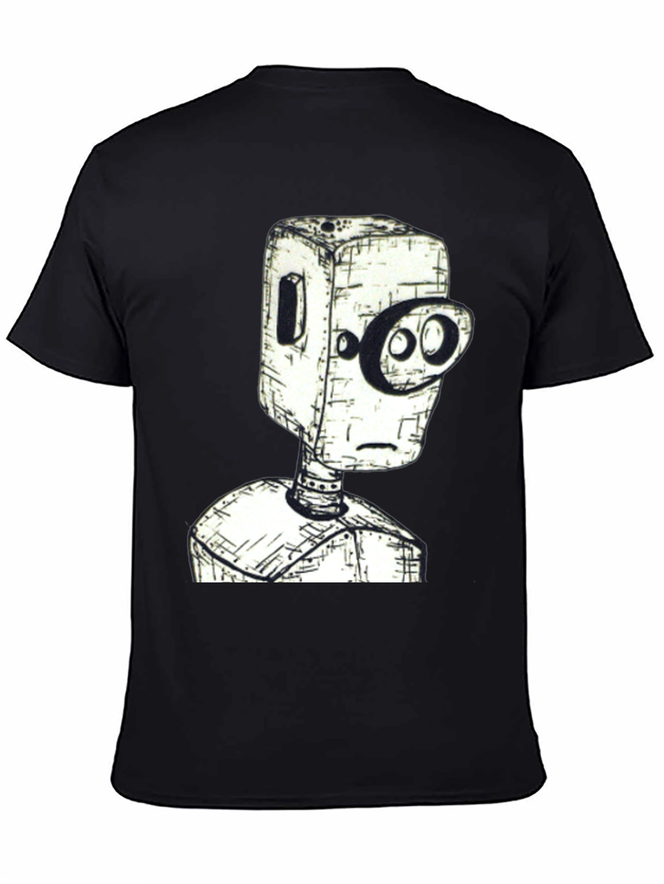 Black Robot Head Graphic Tee - Unique Design, Black Shirt view 4