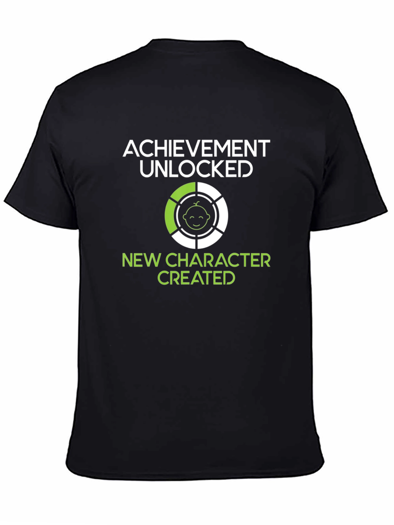Black Achievement Unlocked: New Character Created T-Shirt view 4