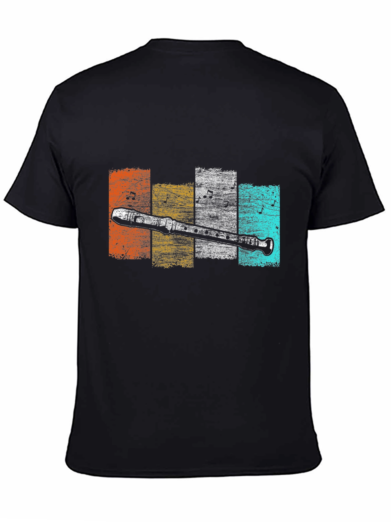 Black Retro Recorder T-Shirt - Musical Instrument Tee view 4