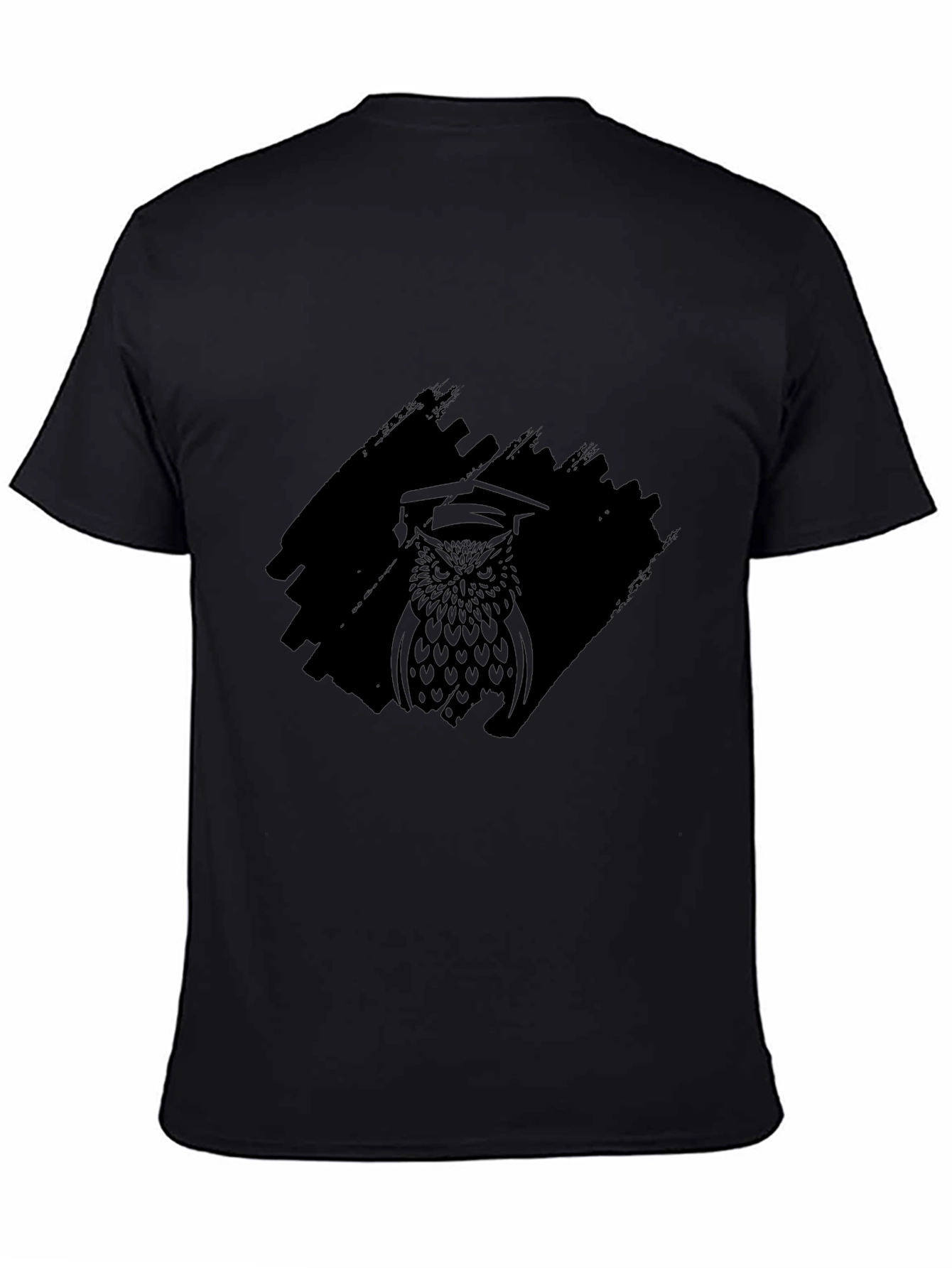 Black Men's Black Owl Graphic Print T-Shirt view 4