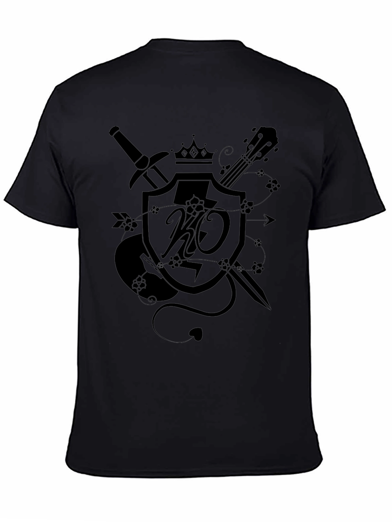 Black Embroidered Crest Graphic T-Shirt - Black view 4