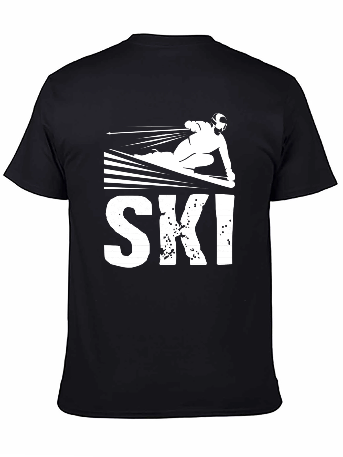 Black SKI Graphic T-Shirt, Sporty Design view 4
