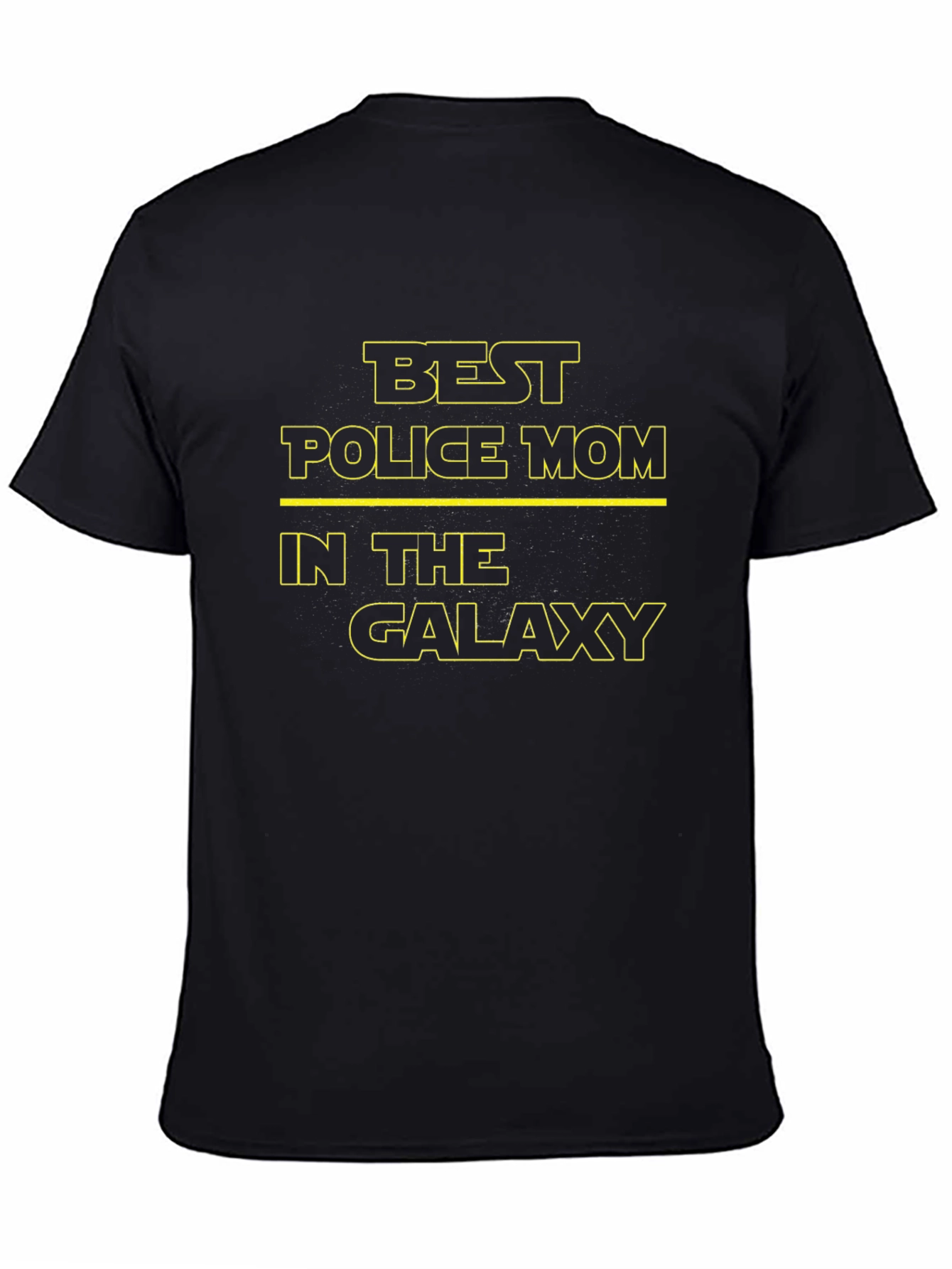 Black Best Police Mom Galaxy Black Graphic T-Shirt view 4