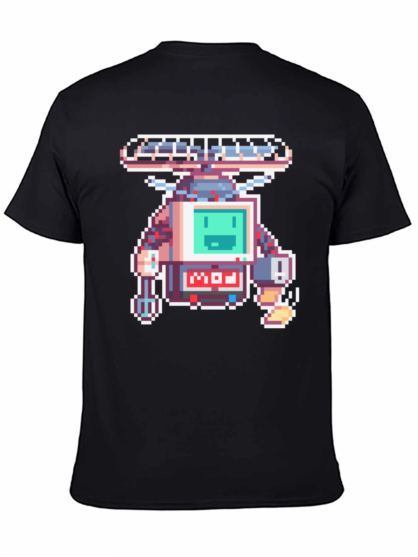 Black Retro Pixel Robot Graphic T-Shirt view 4