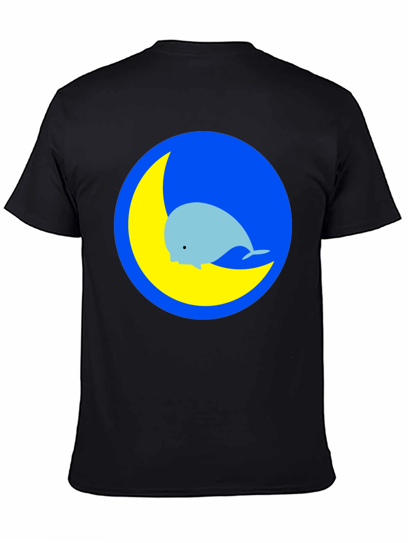 Black Whimsical Whale & Moon Graphic Tee - Black Cotton Blend view 4
