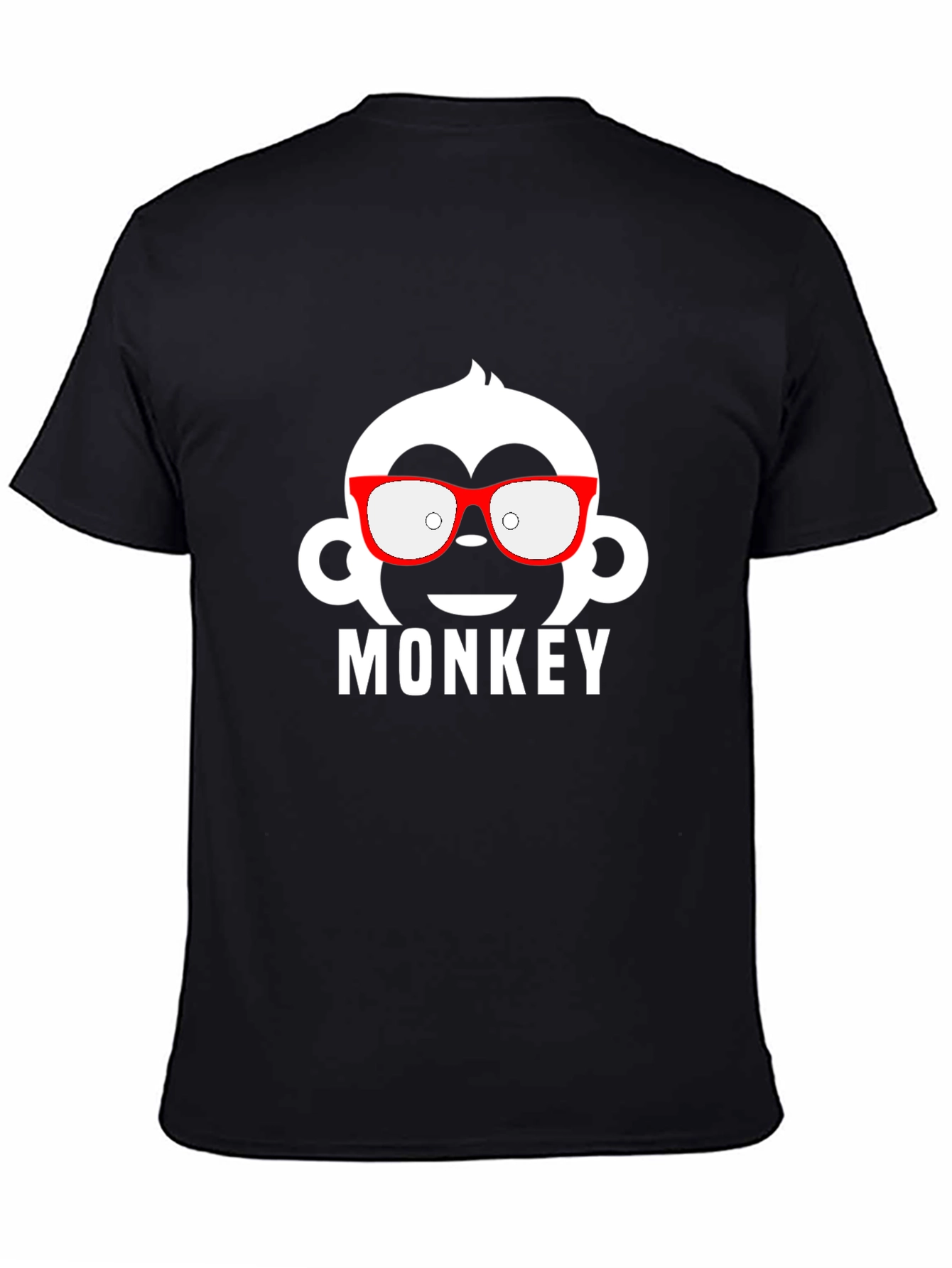 Black Monkey with Glasses Graphic Tee - Black Cotton T-Shirt view 4