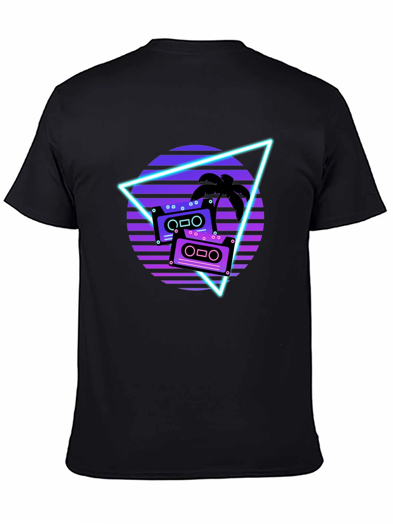Black Retro Wave Cassette Graphic Tee view 4