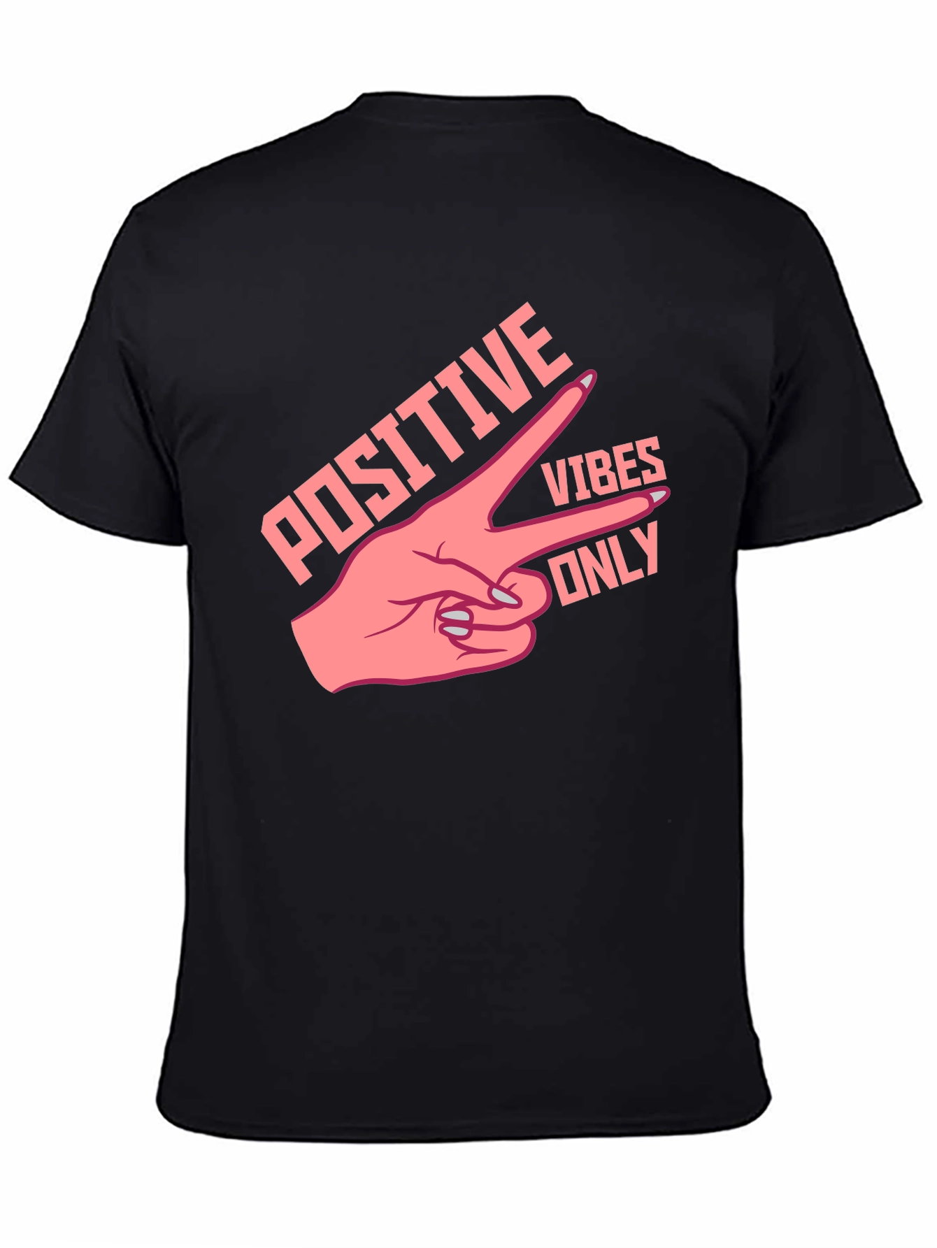 Black Positive Vibes Only Graphic Tee - Black view 4