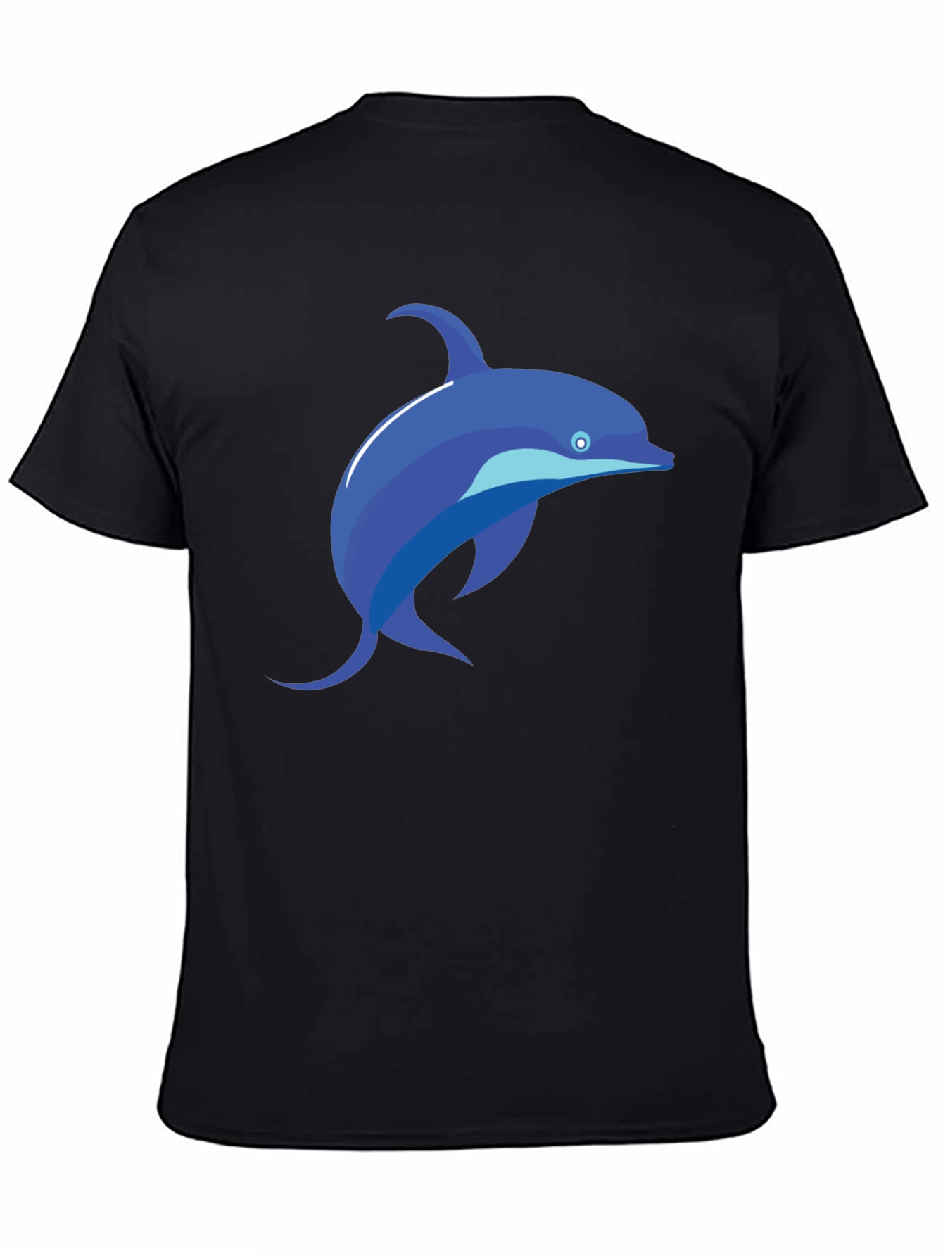 Black Black T-Shirt with Blue Dolphin Graphic Tee view 4