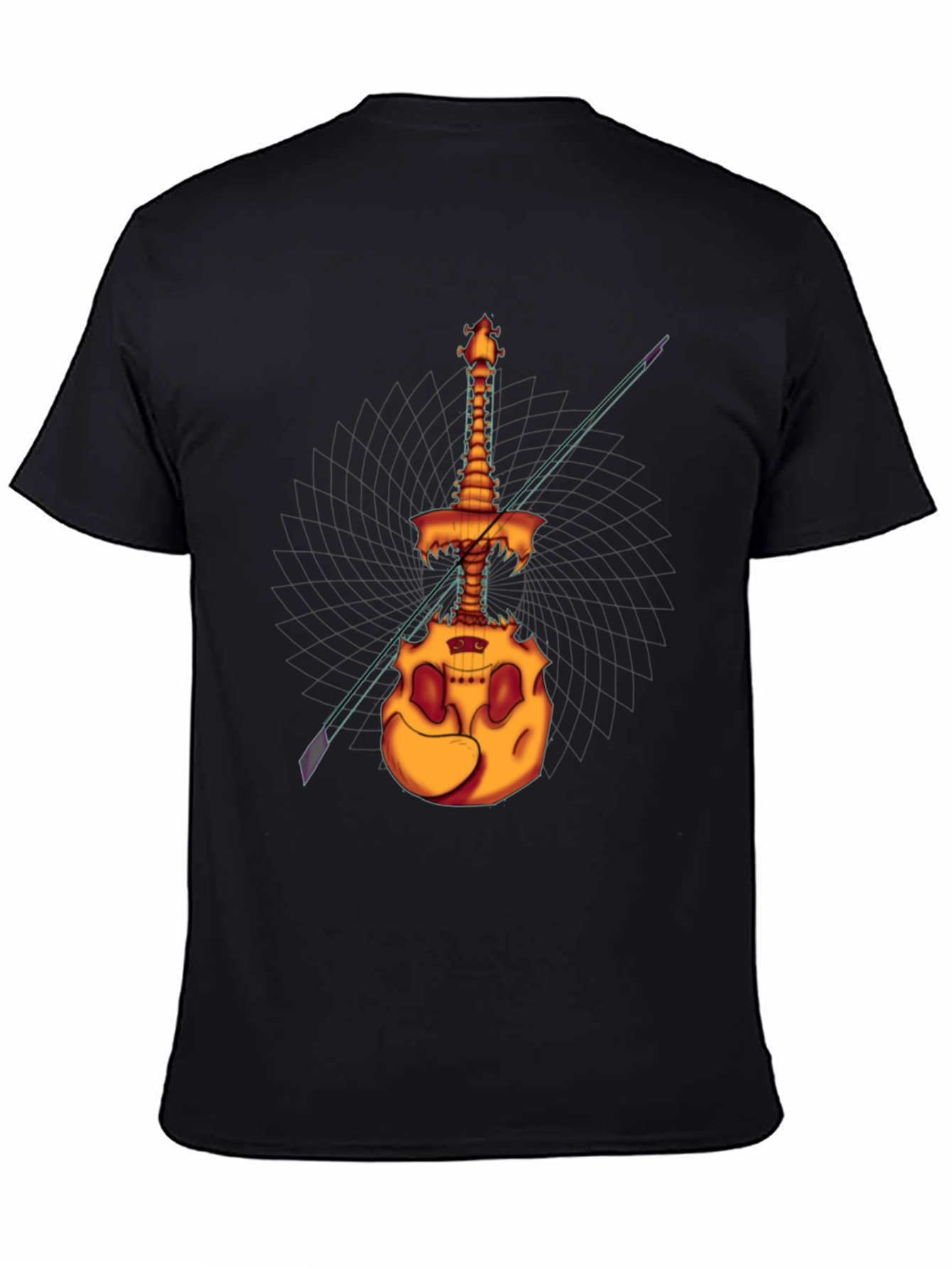 Black Spooky Skeleton Violin T-Shirt - Unique Halloween Design view 4
