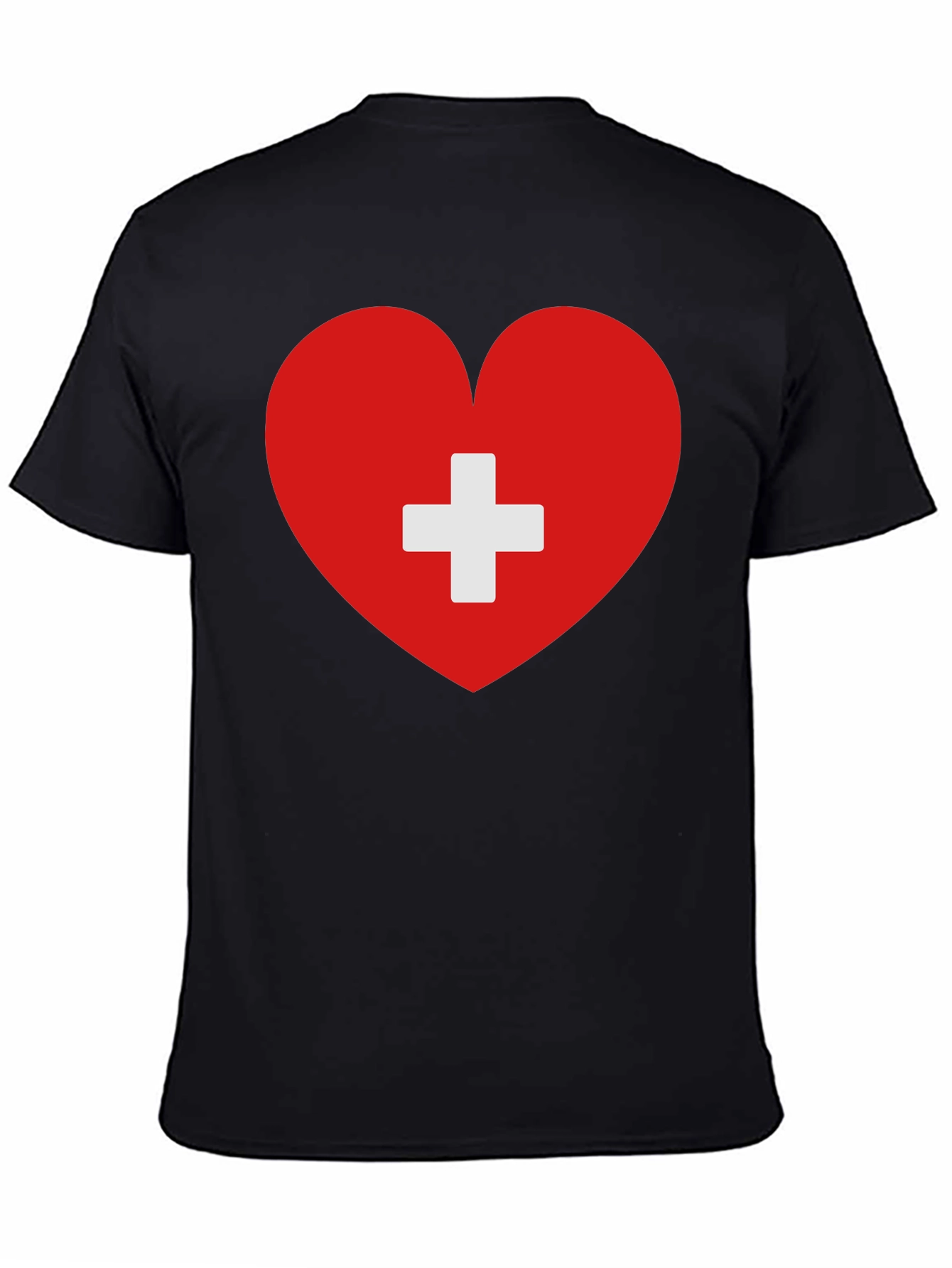 Black Heart & Cross Graphic Tee - Black Cotton Casual Shirt view 4