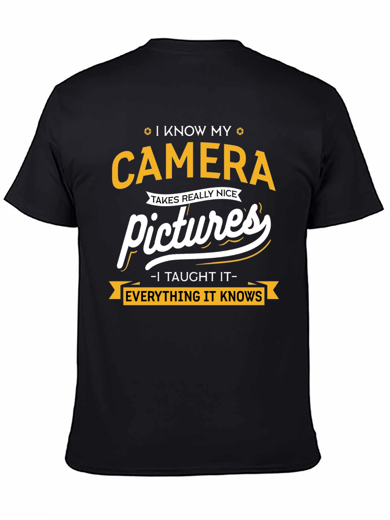 Black I Know My Camera T-Shirt Photography Tee view 4