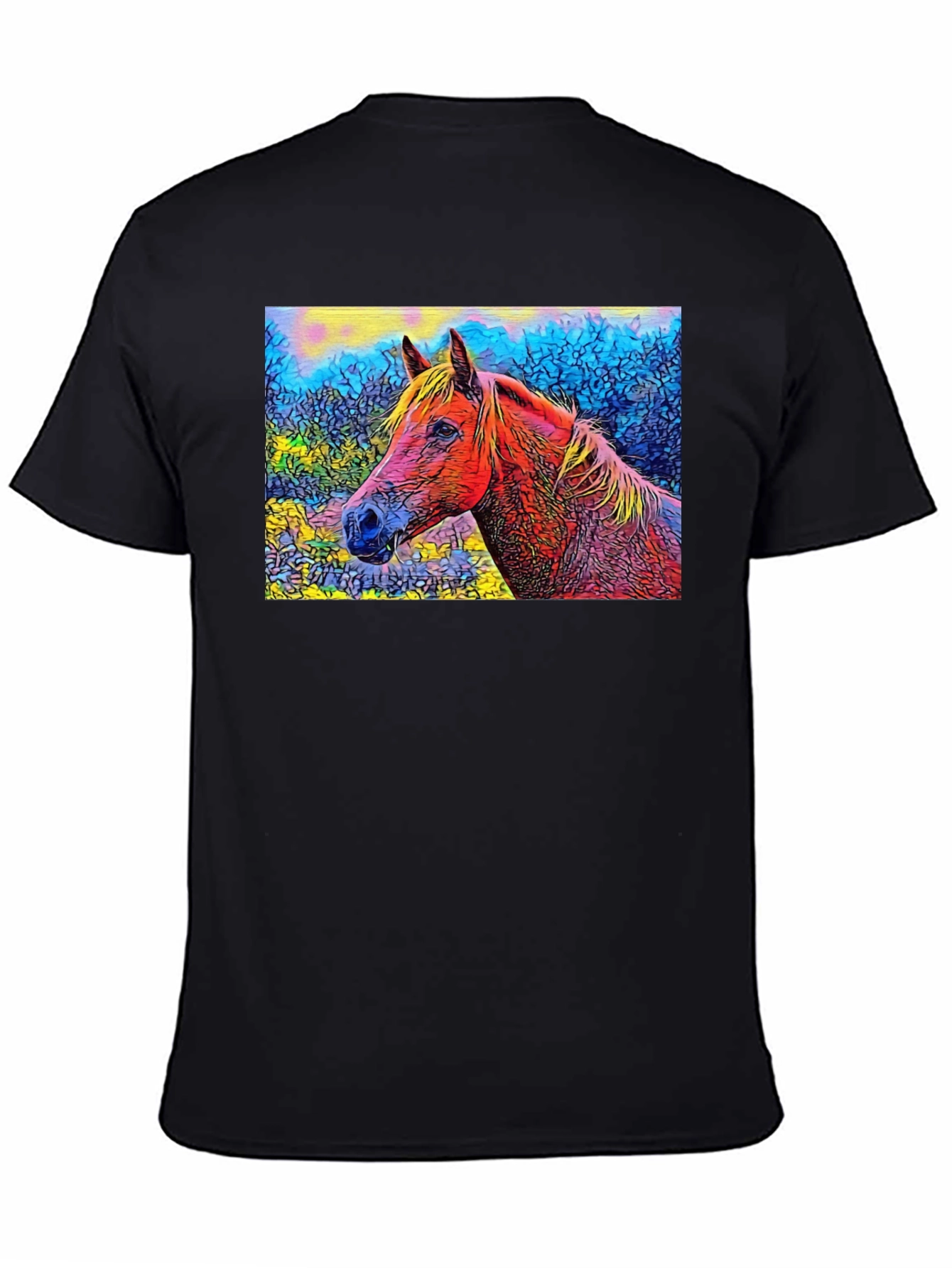Black Horse Art T-Shirt - Unique Graphic Tee view 4